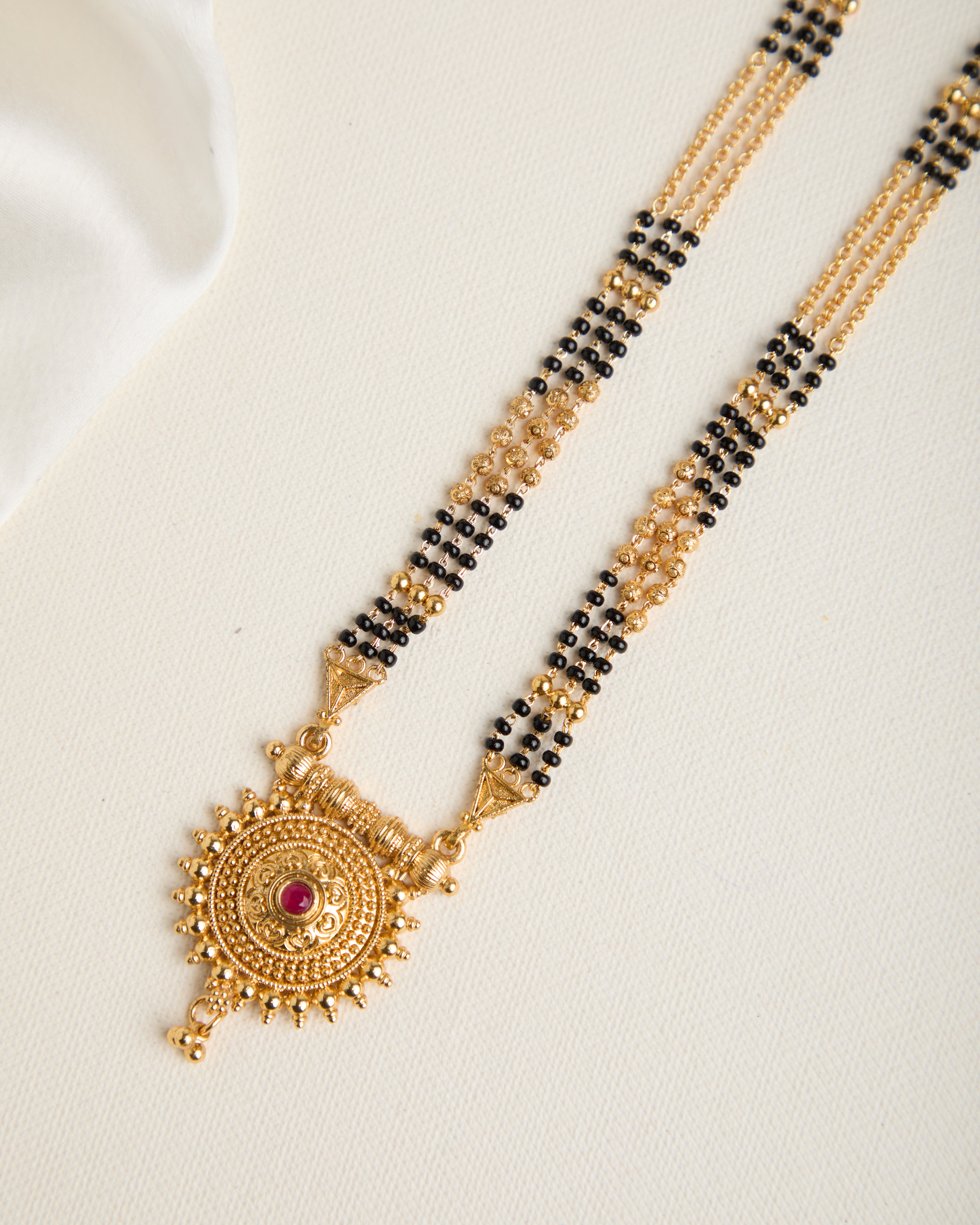 Traditional Gold Plated Beaded Mangalsutra with Pendant