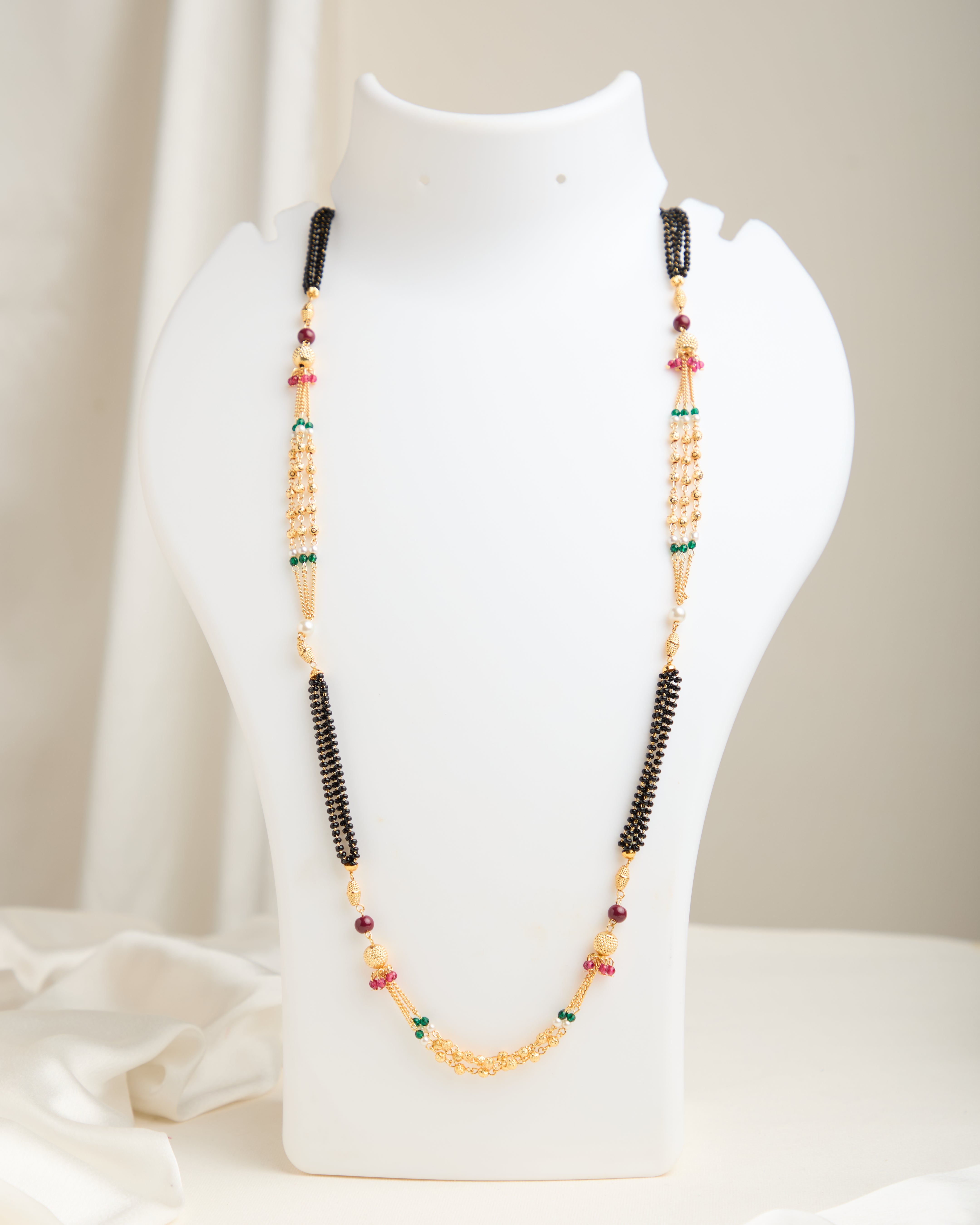 Gold Plated Stone Studded Long Mangalsutra