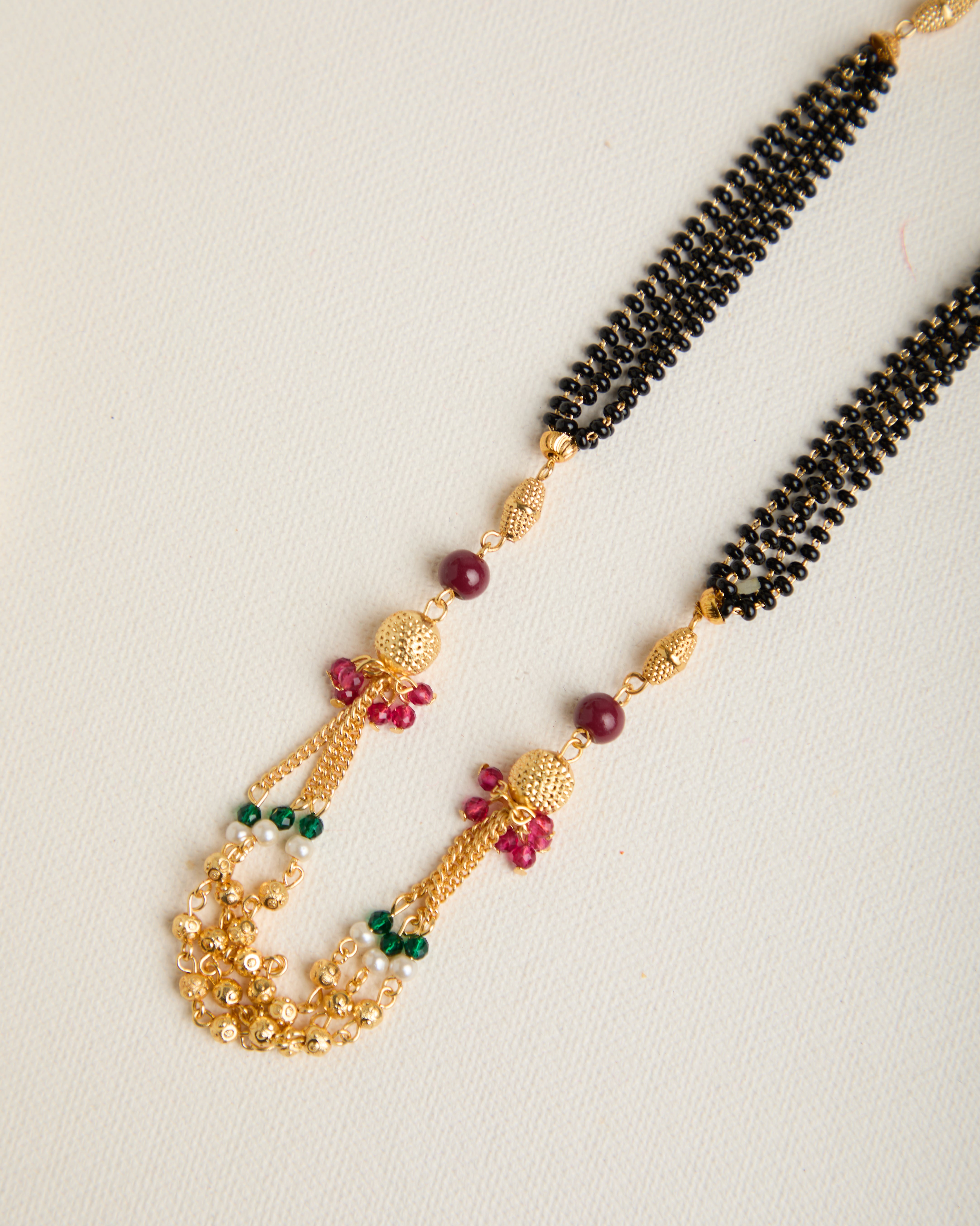 Gold Plated Stone Studded Long Mangalsutra