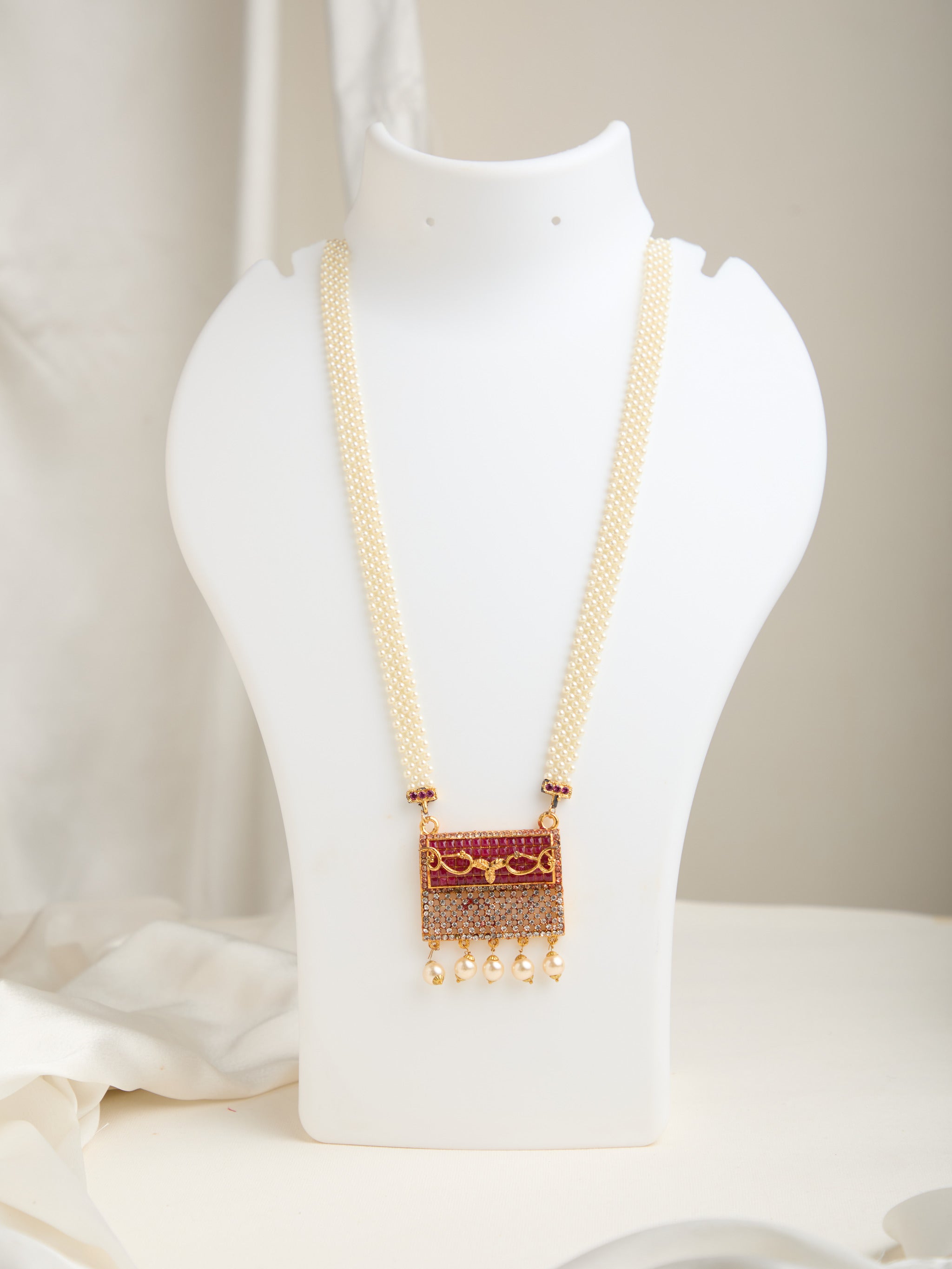 Gold Plated Stone Studded Long Tanmani