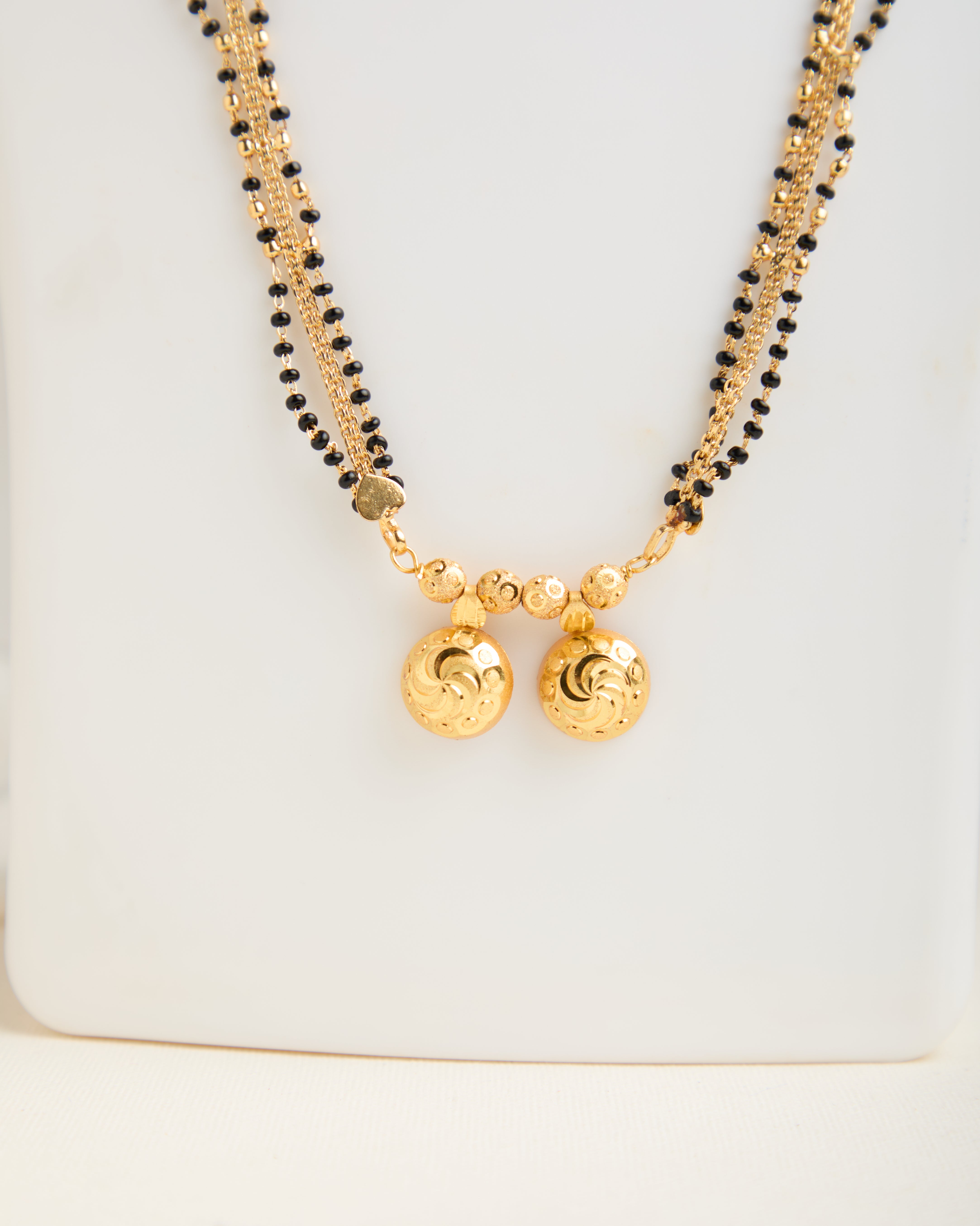 Gold Plated Double Wati Beads Multi Layer Mangalsutra