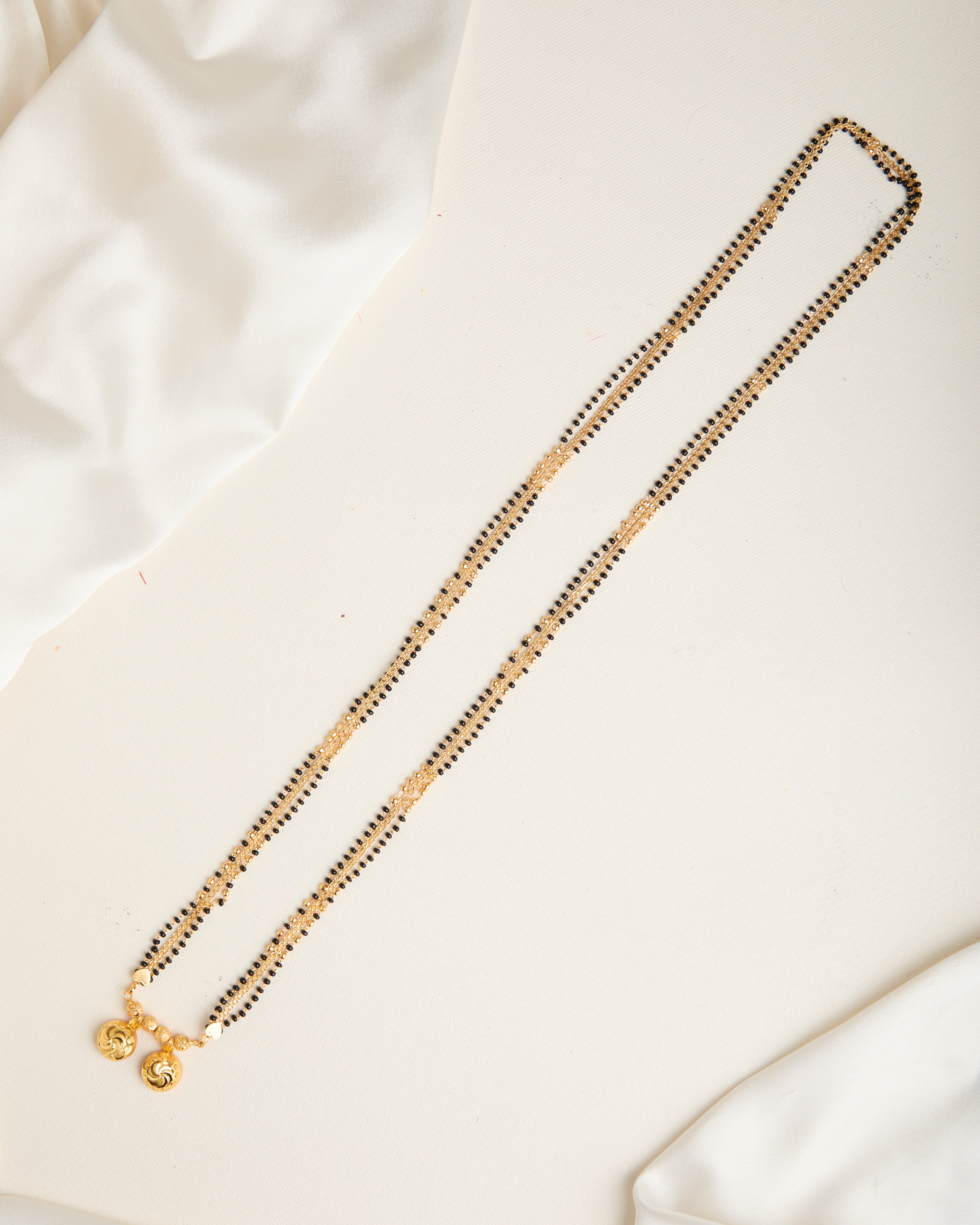 Gold Plated Double Wati Beads Multi Layer Mangalsutra