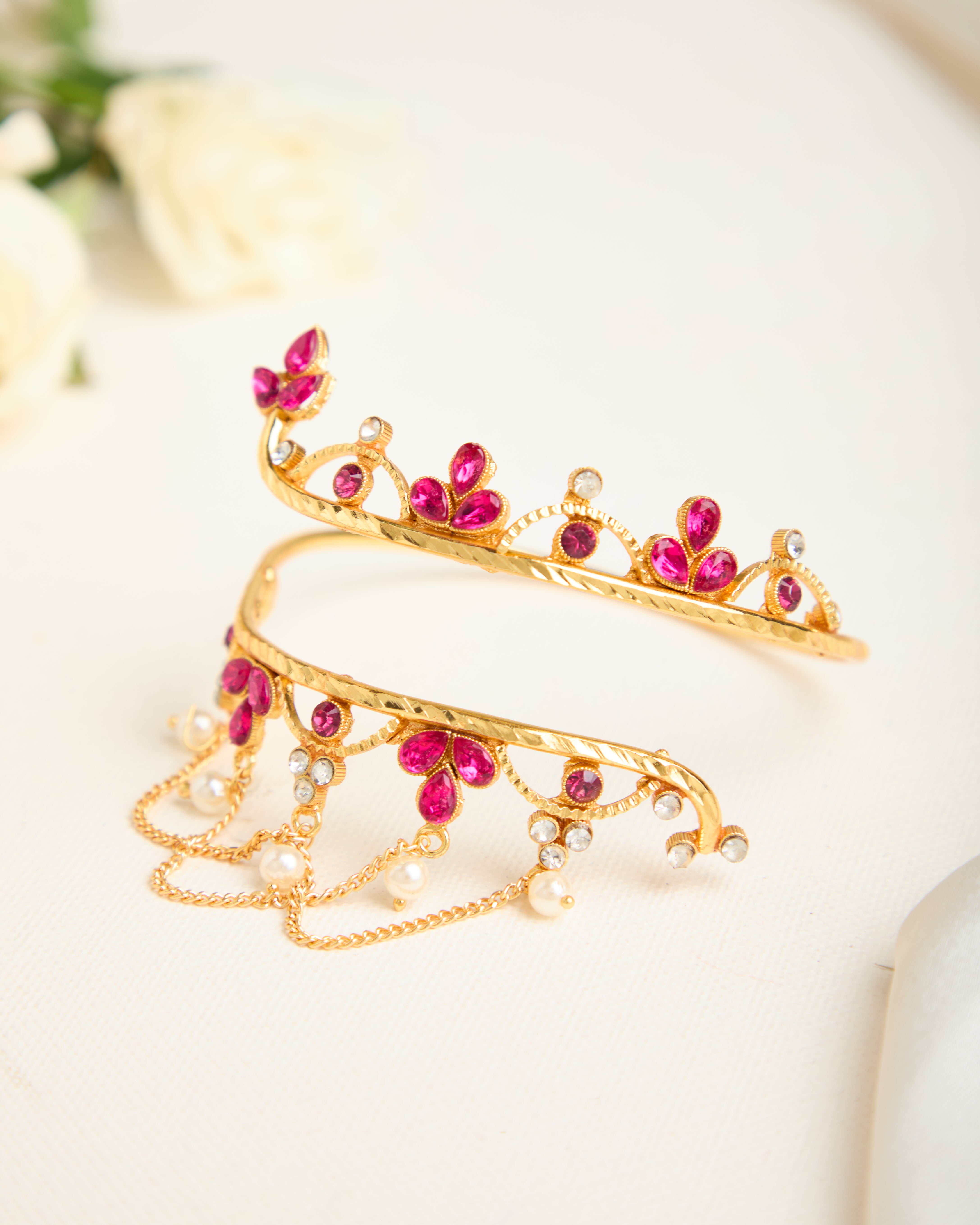 Full Gold Plated Red Stone Vaki Bajubandh