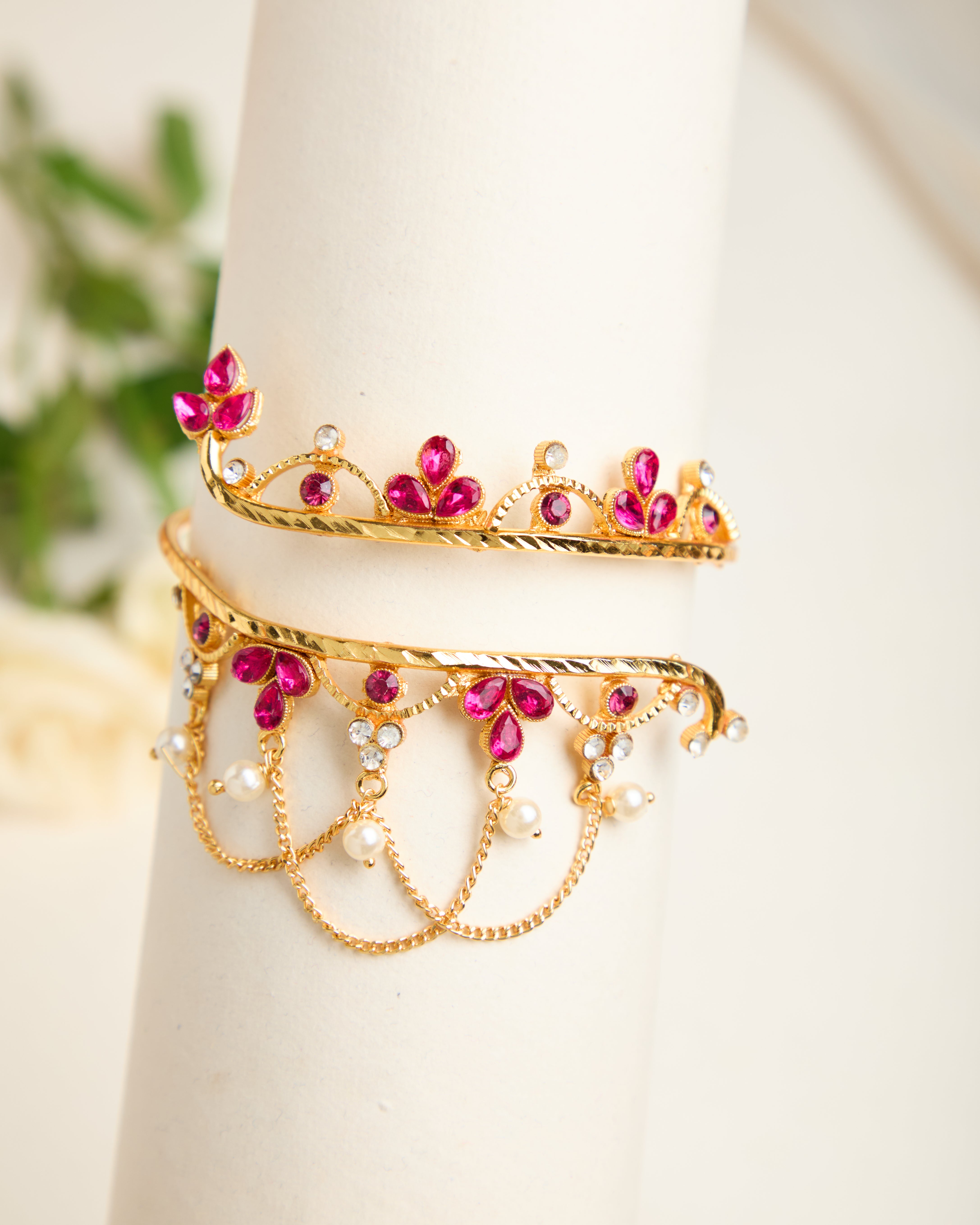 Full Gold Plated Red Stone Vaki Bajubandh