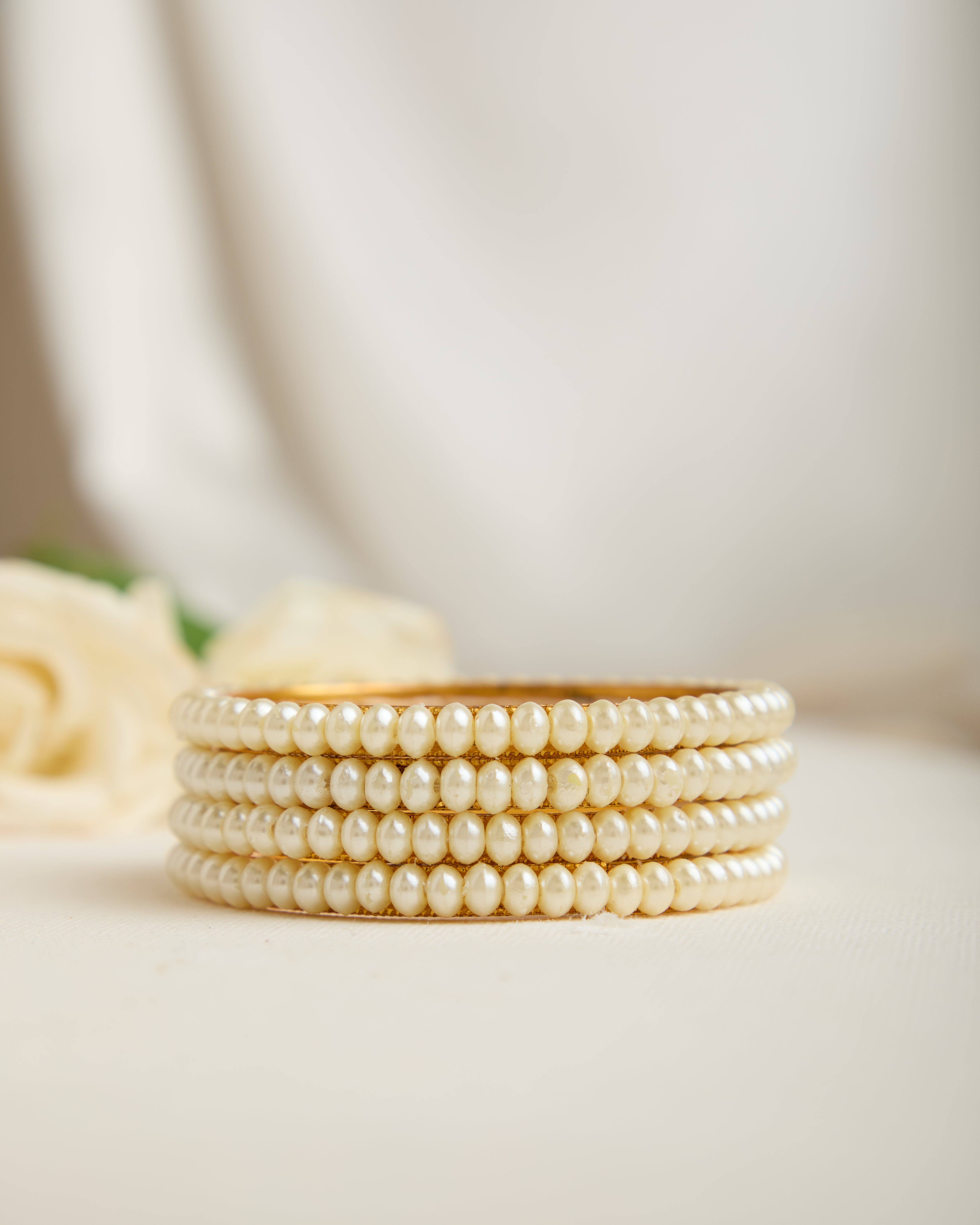 Set of 4 Gold Plated Moti Bangles