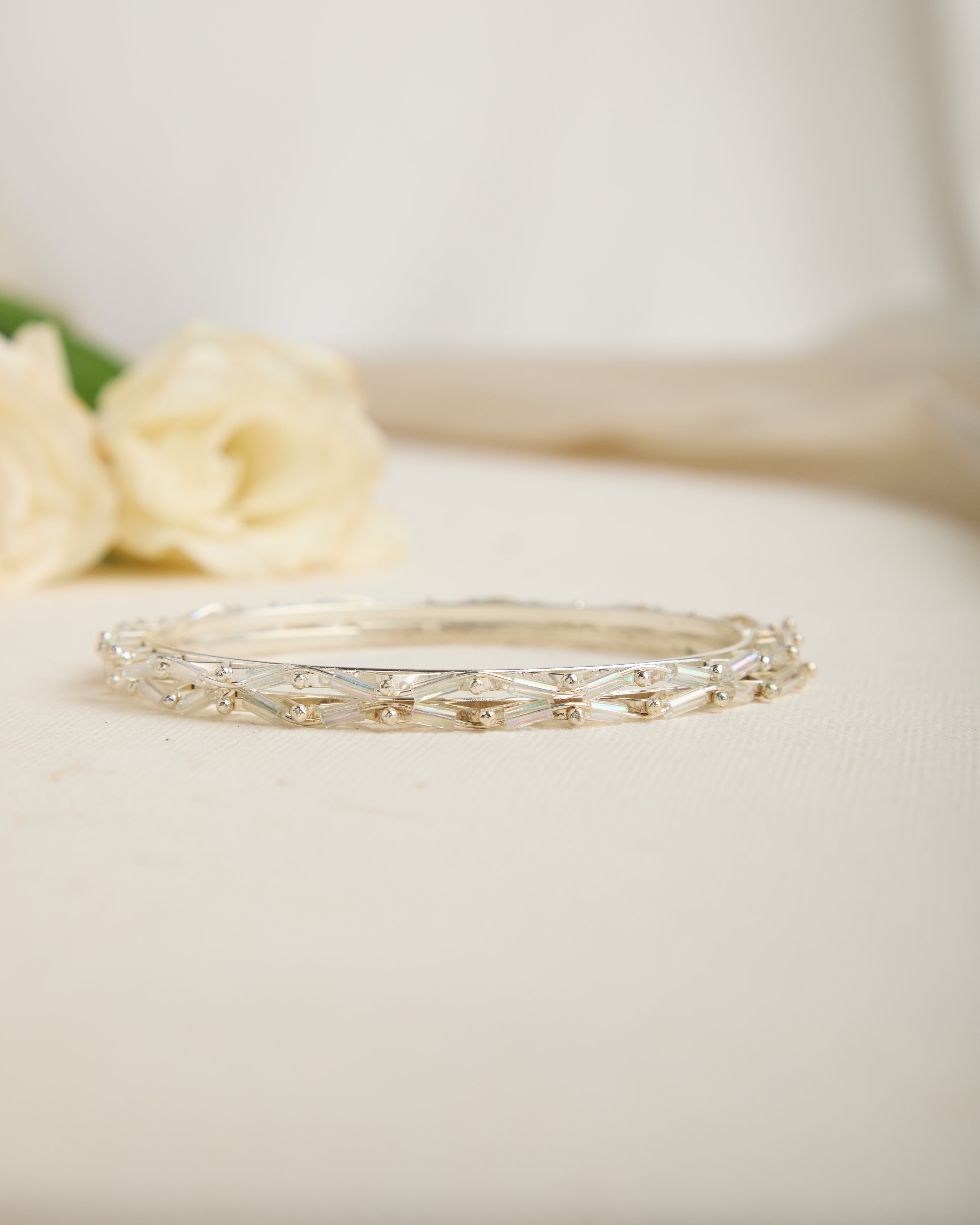 Cubic Zirconia Gold and Silver Plated Set of 4 Bangles for Women