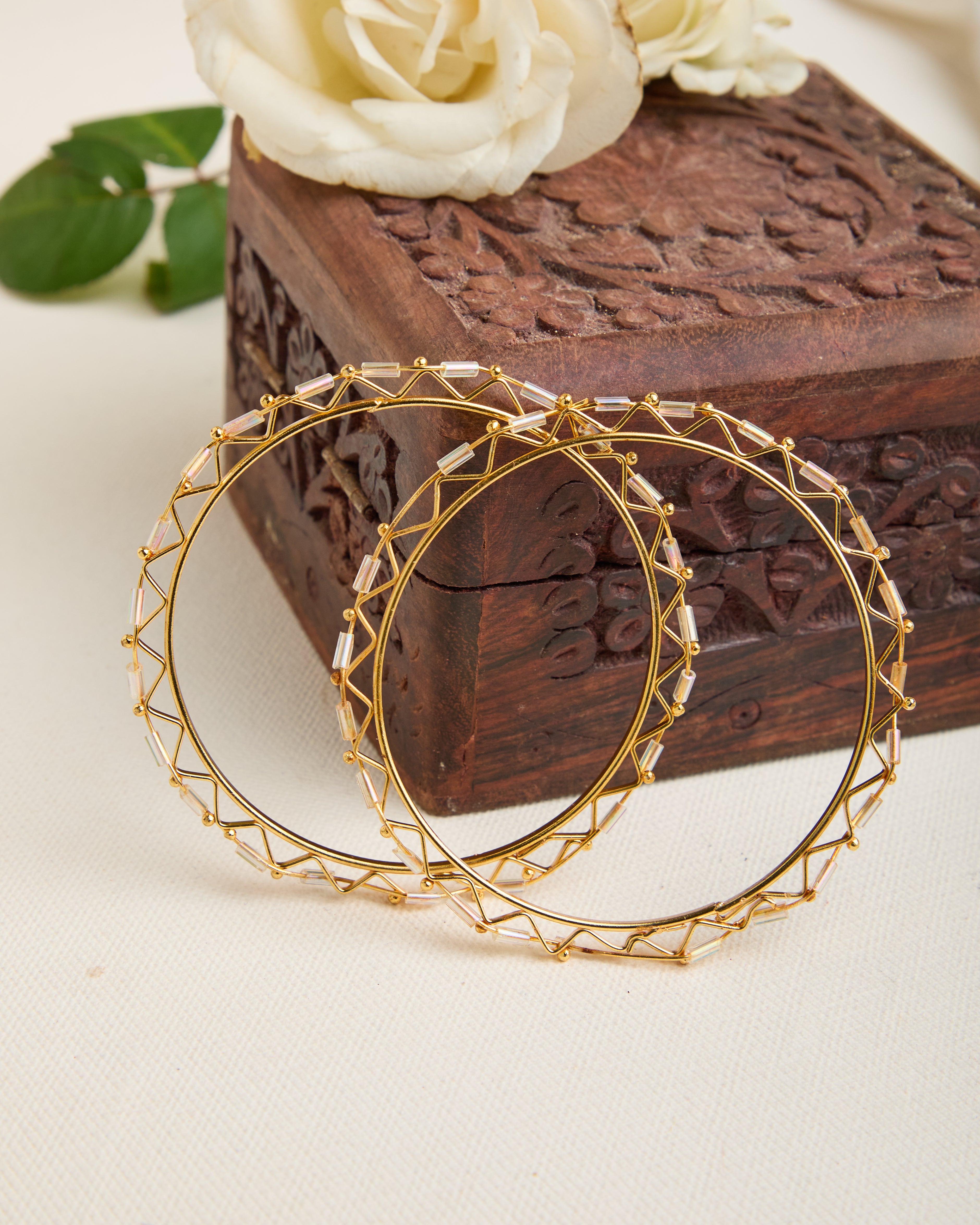 Cubic Zirconia Gold and Silver Plated Set of 4 Bangles for Women