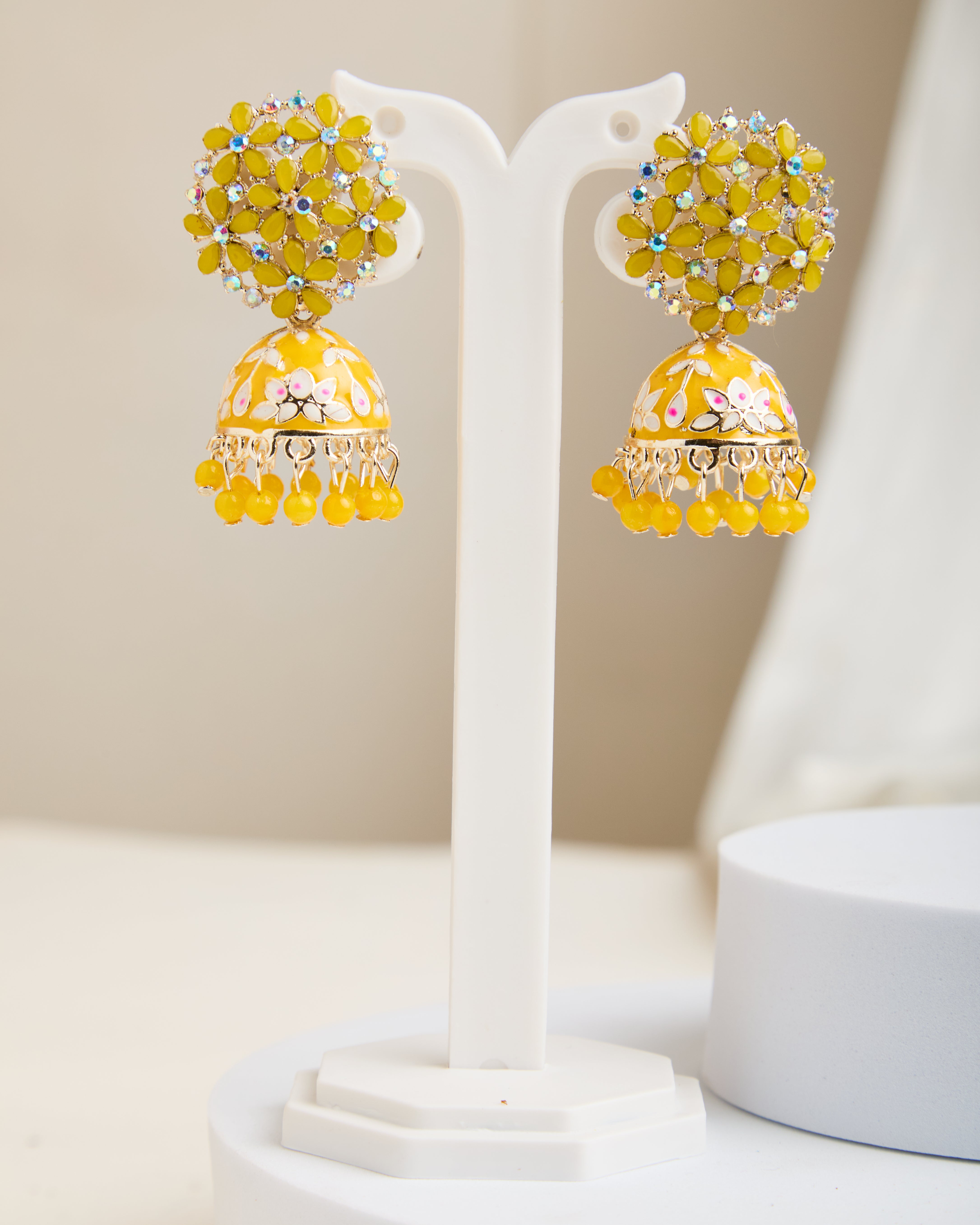 Handcrafted Artificial Kundan Meena Jhumka For Women