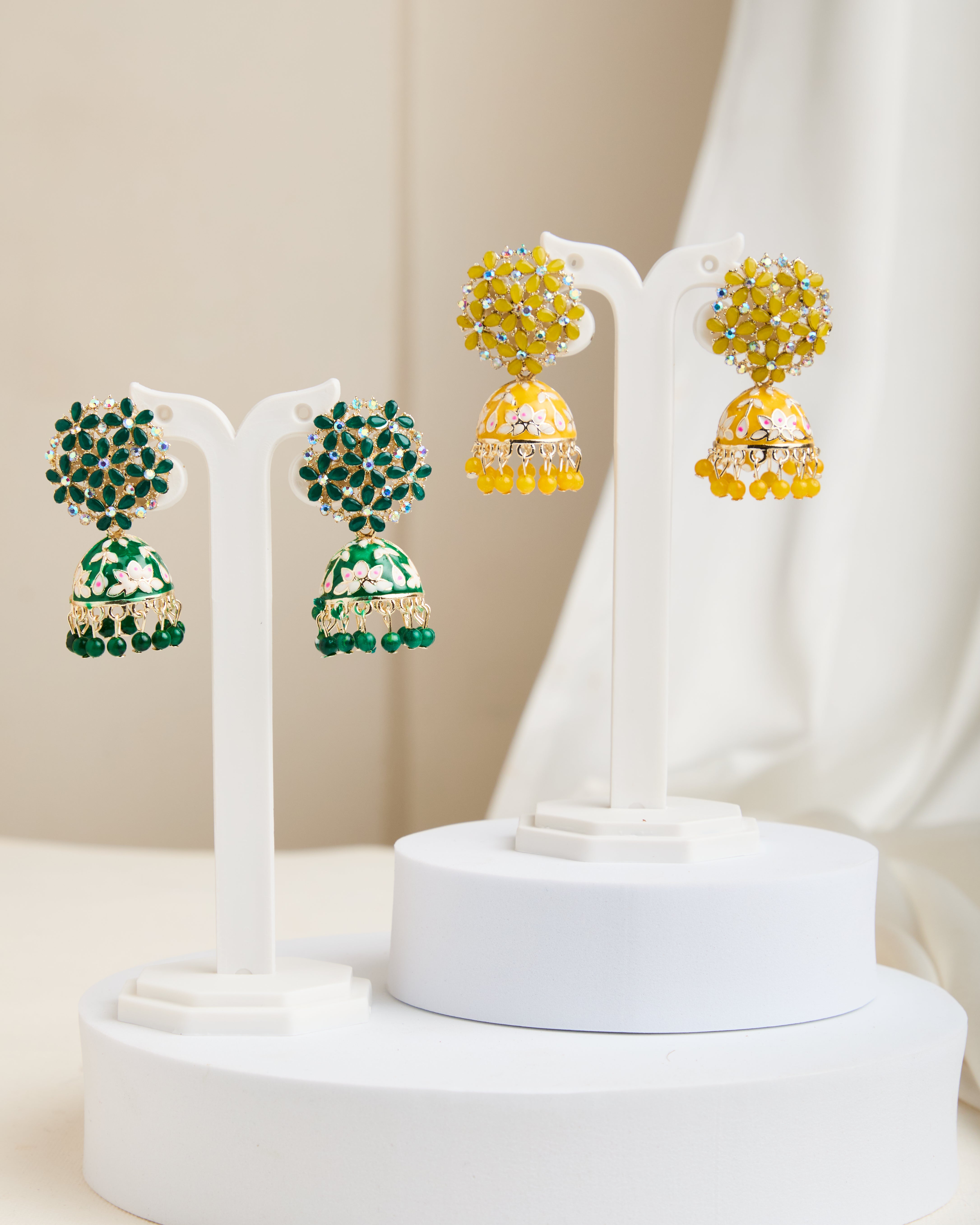 Handcrafted Artificial Kundan Meena Jhumka For Women