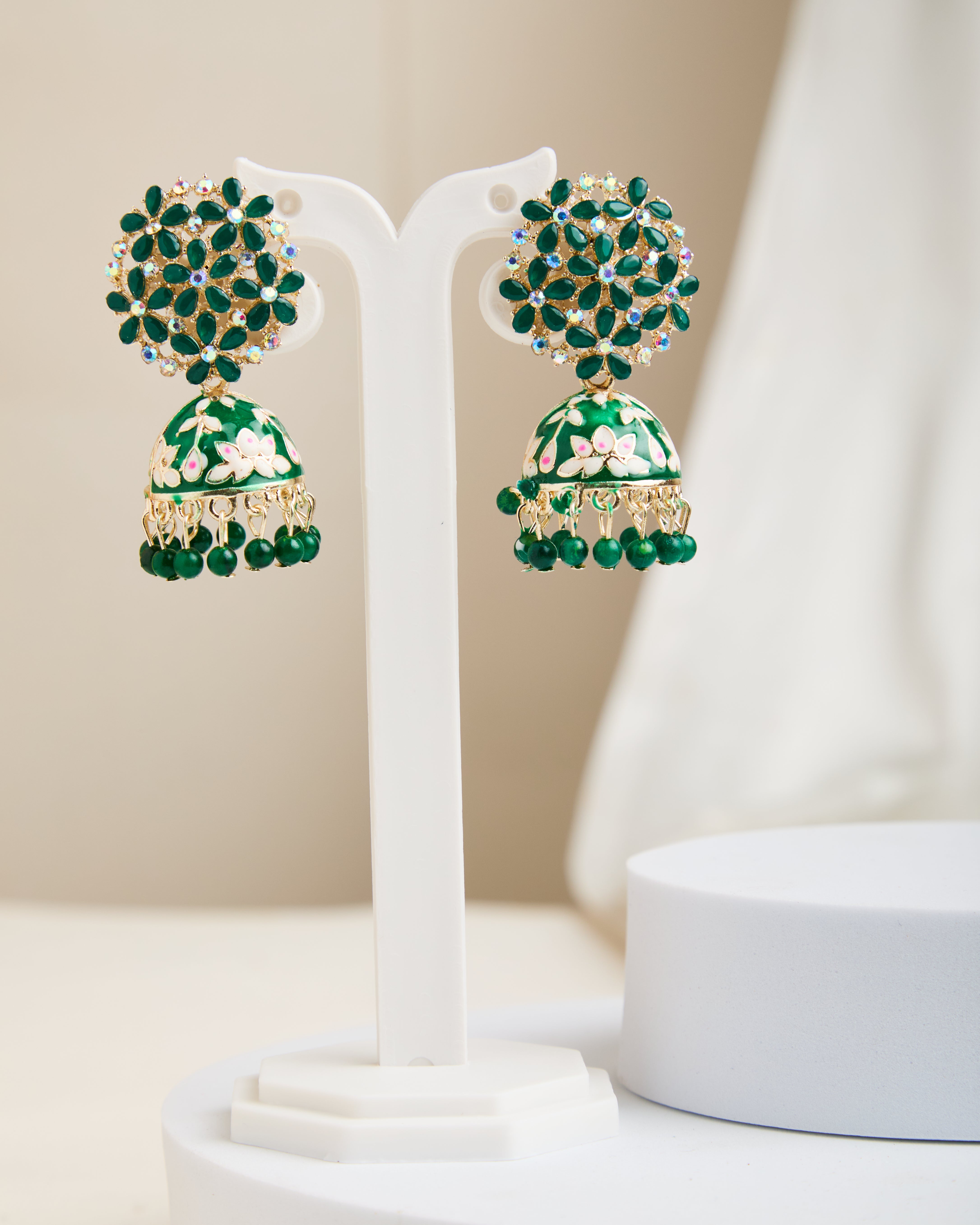 Handcrafted Artificial Kundan Meena Jhumka For Women