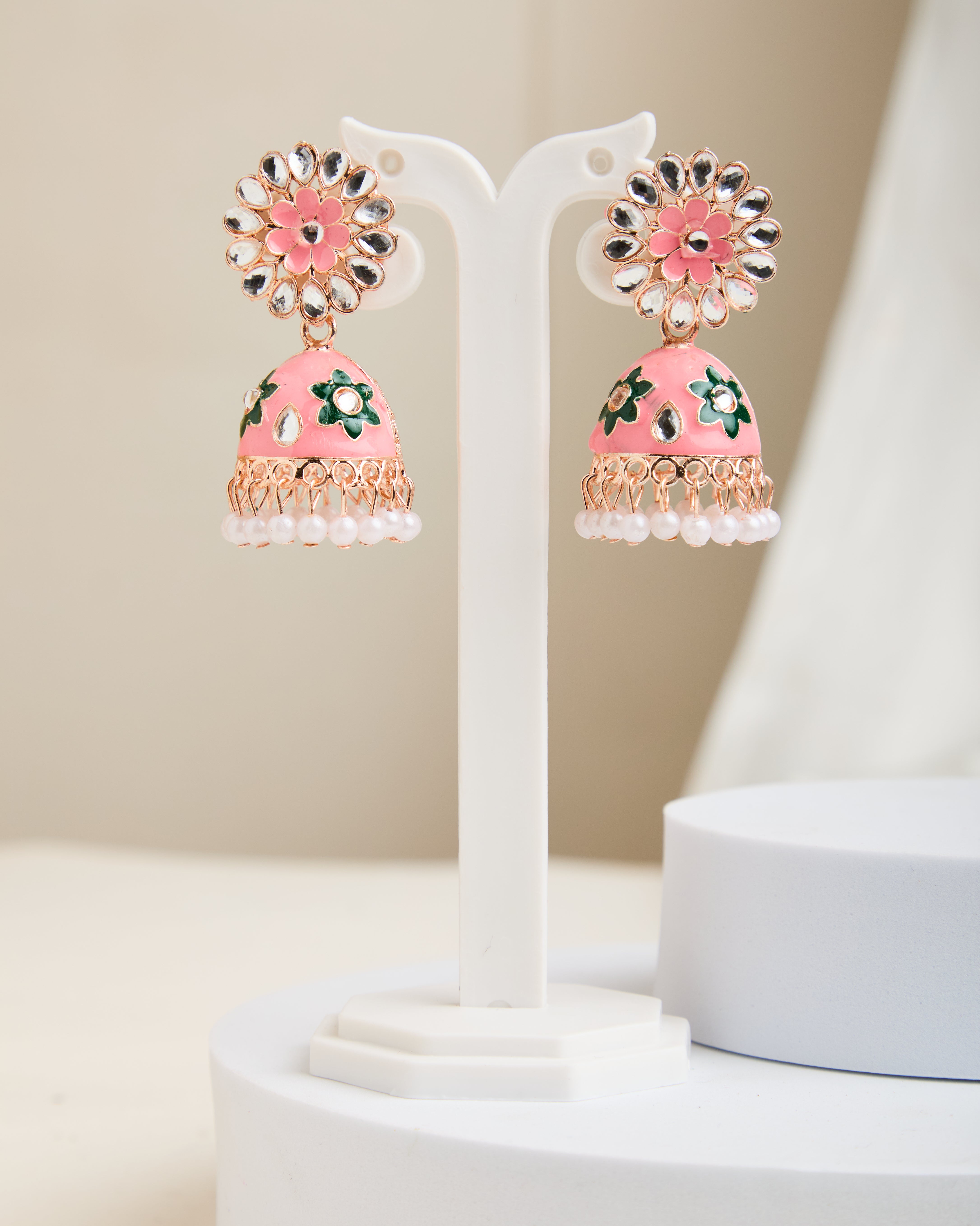 Traditional Handmade Circular Meenakari Jhumkas for Women