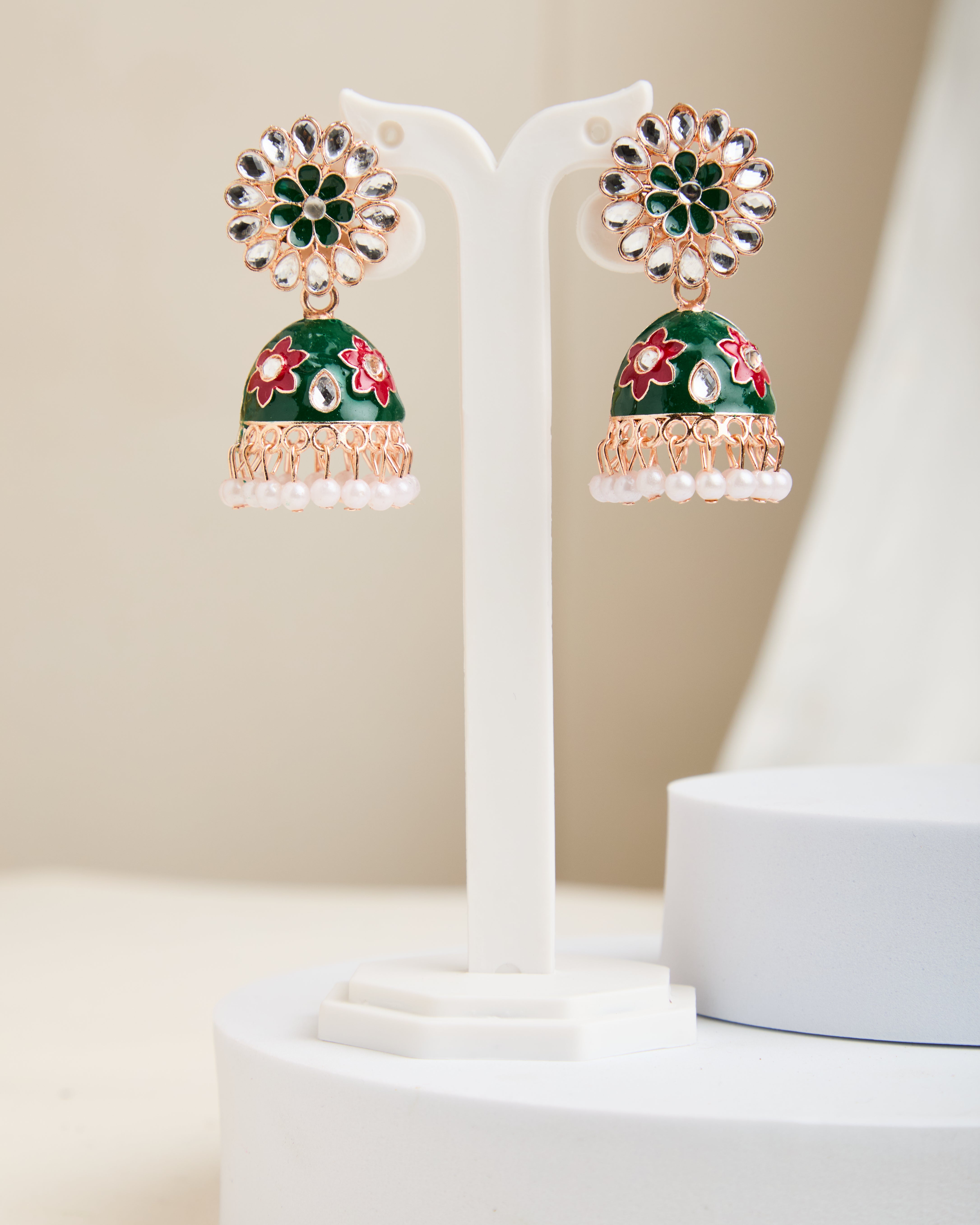 Traditional Handmade Circular Meenakari Jhumkas for Women