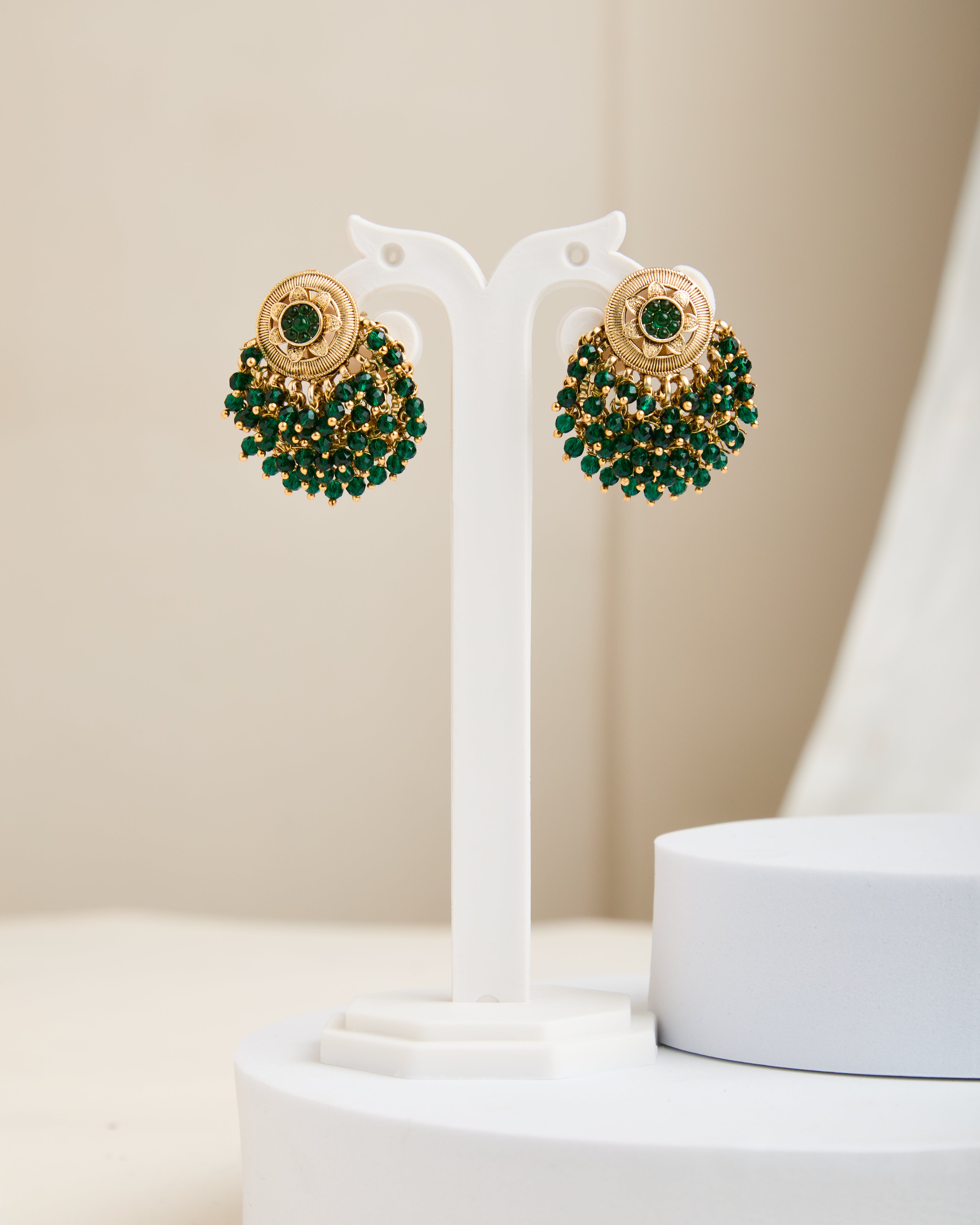 Gold Plated Rhinestone Studded Earrings for Women