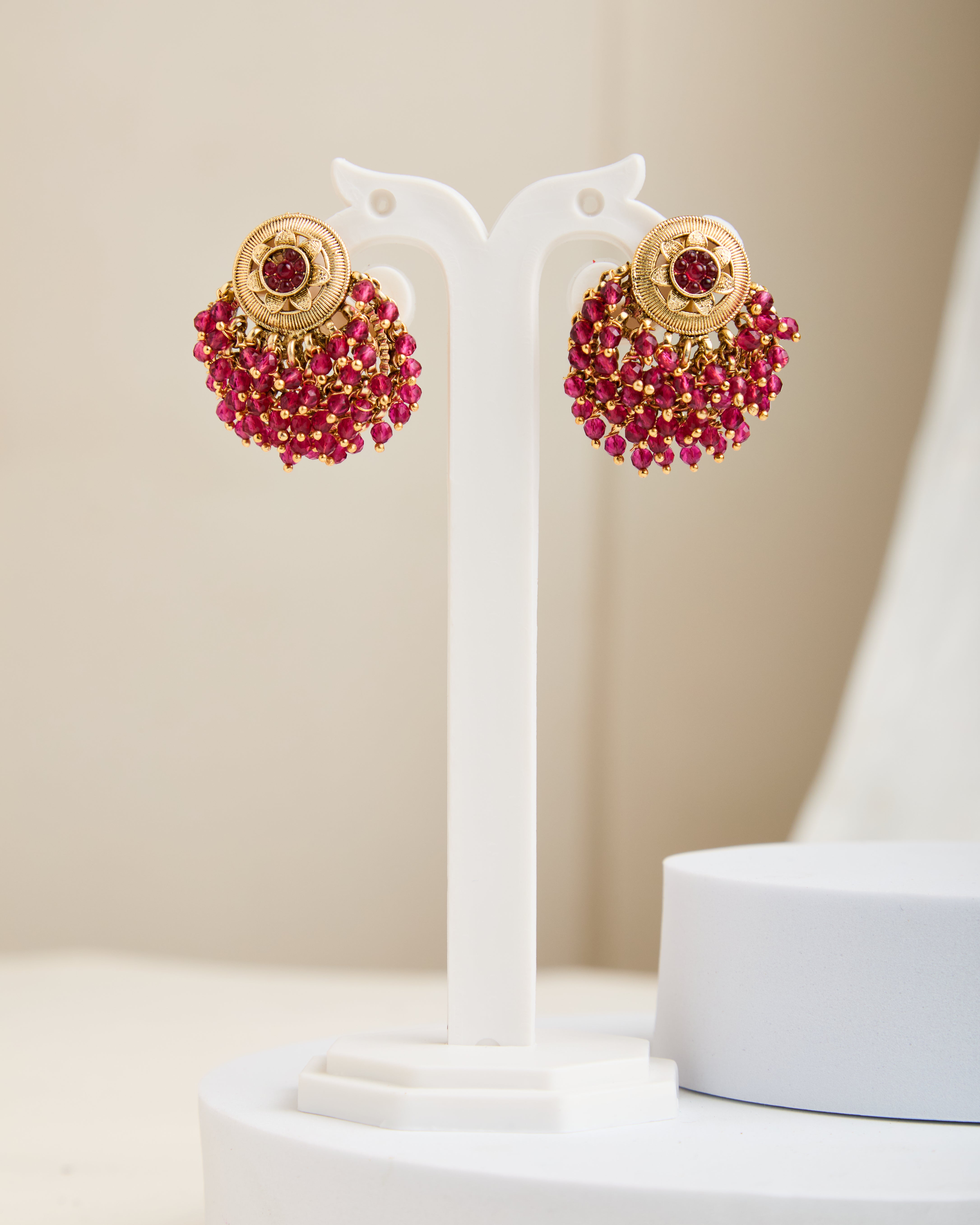 Gold Plated Rhinestone Studded Earrings for Women