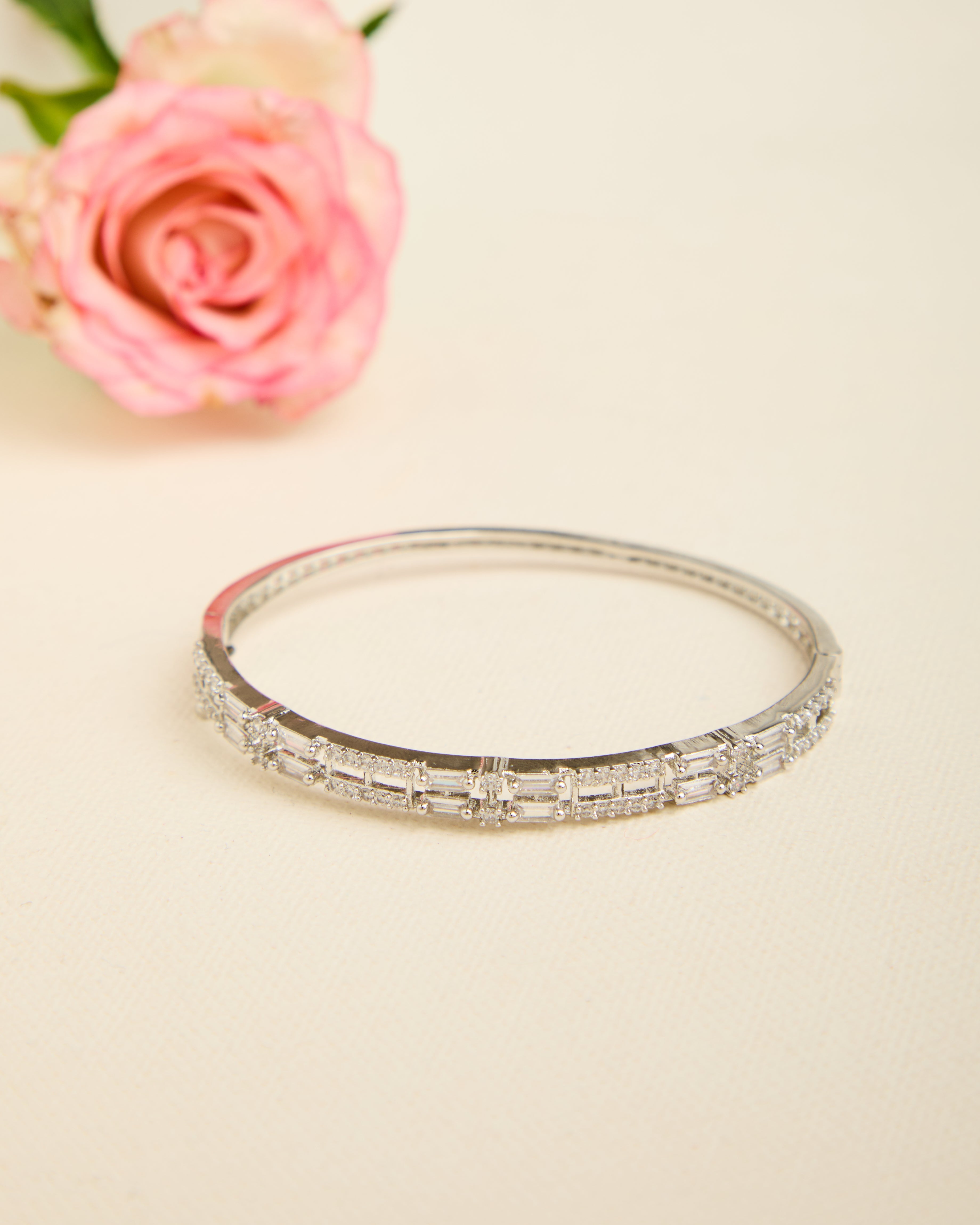 Silver Plated American Diamond Studded Bracelet for Women