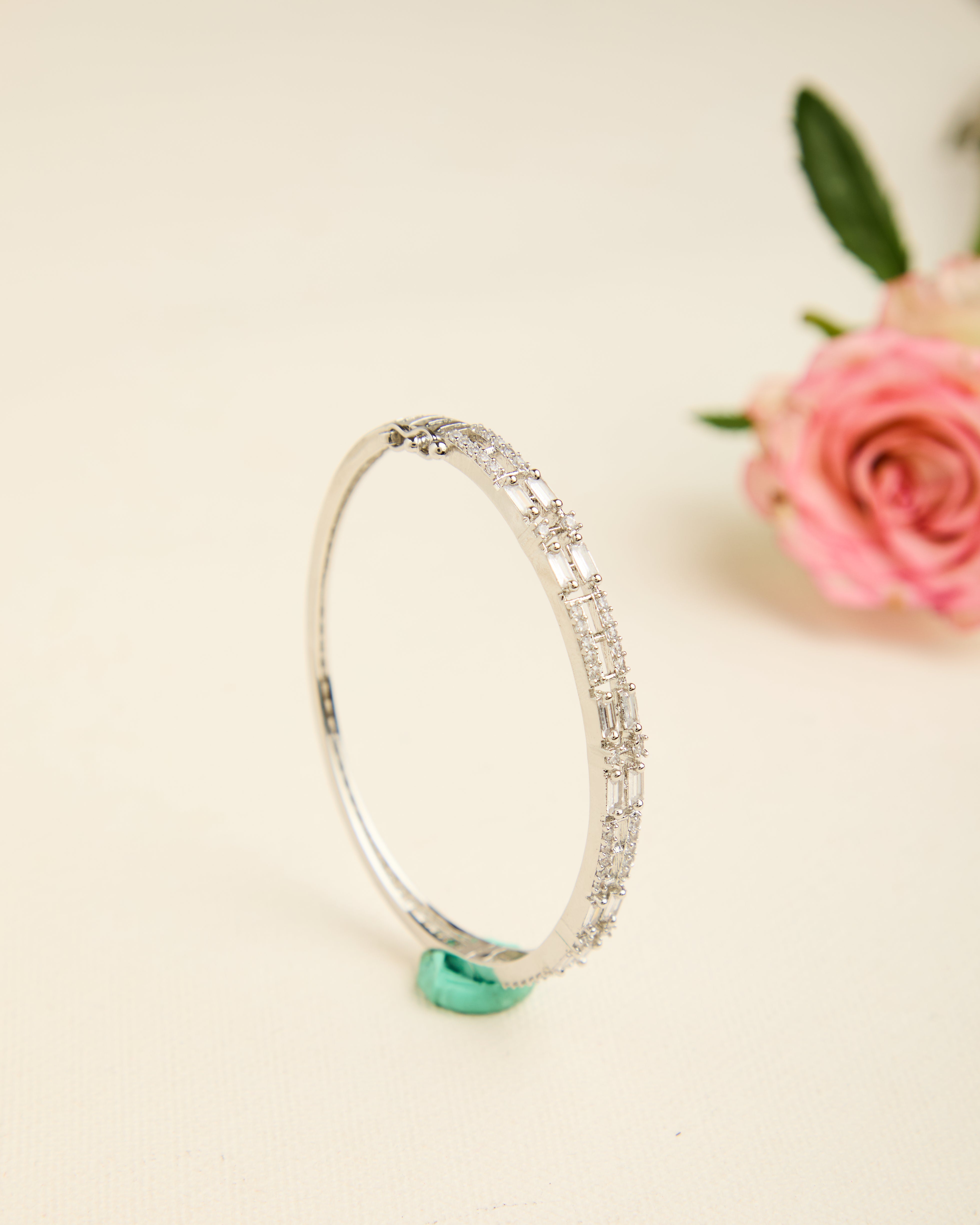 Silver Plated American Diamond Studded Bracelet for Women