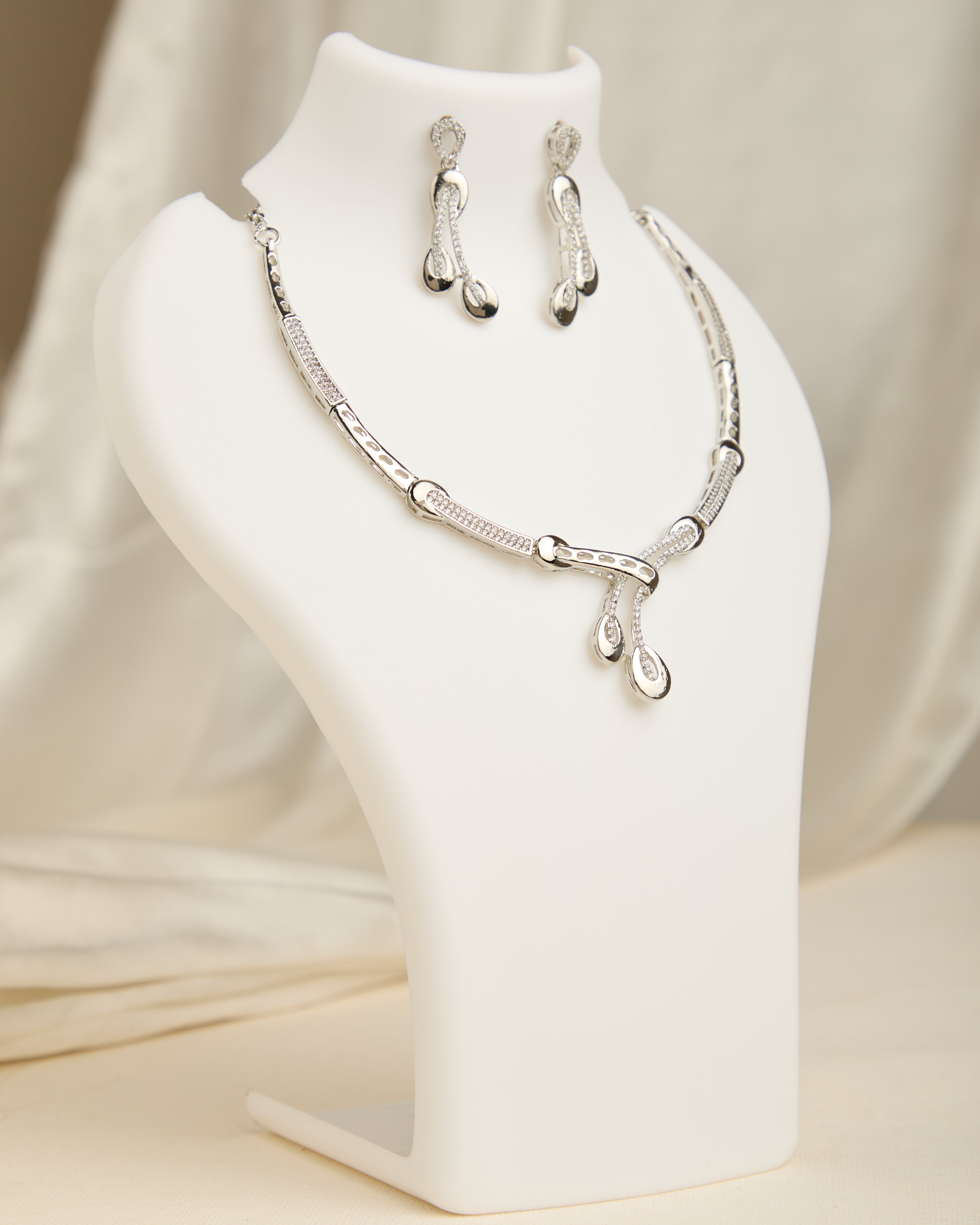 Sparkling Elegance American Diamond Studded Necklace Set