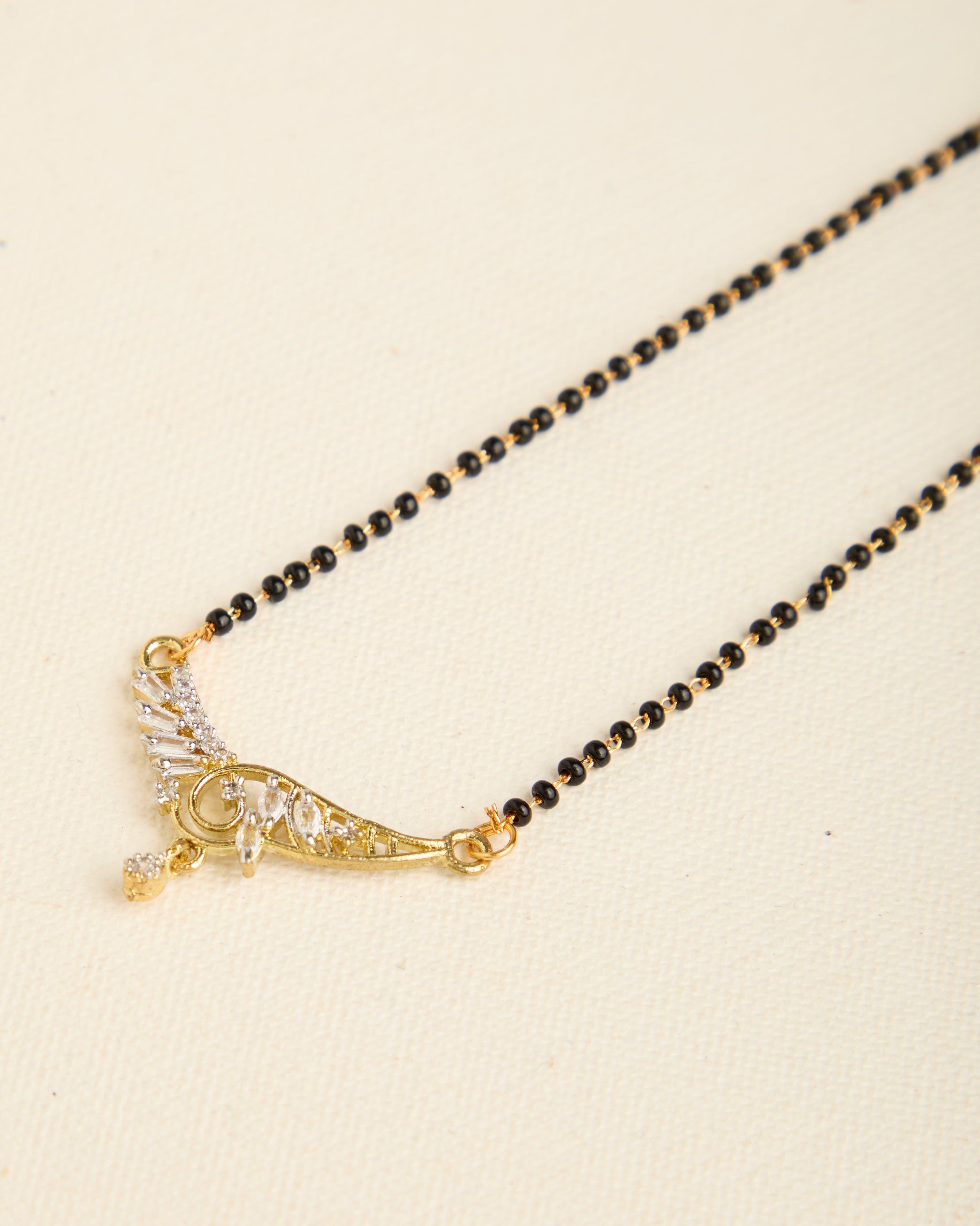 Gold Plated American Diamond Studded Mangalsutra for Women