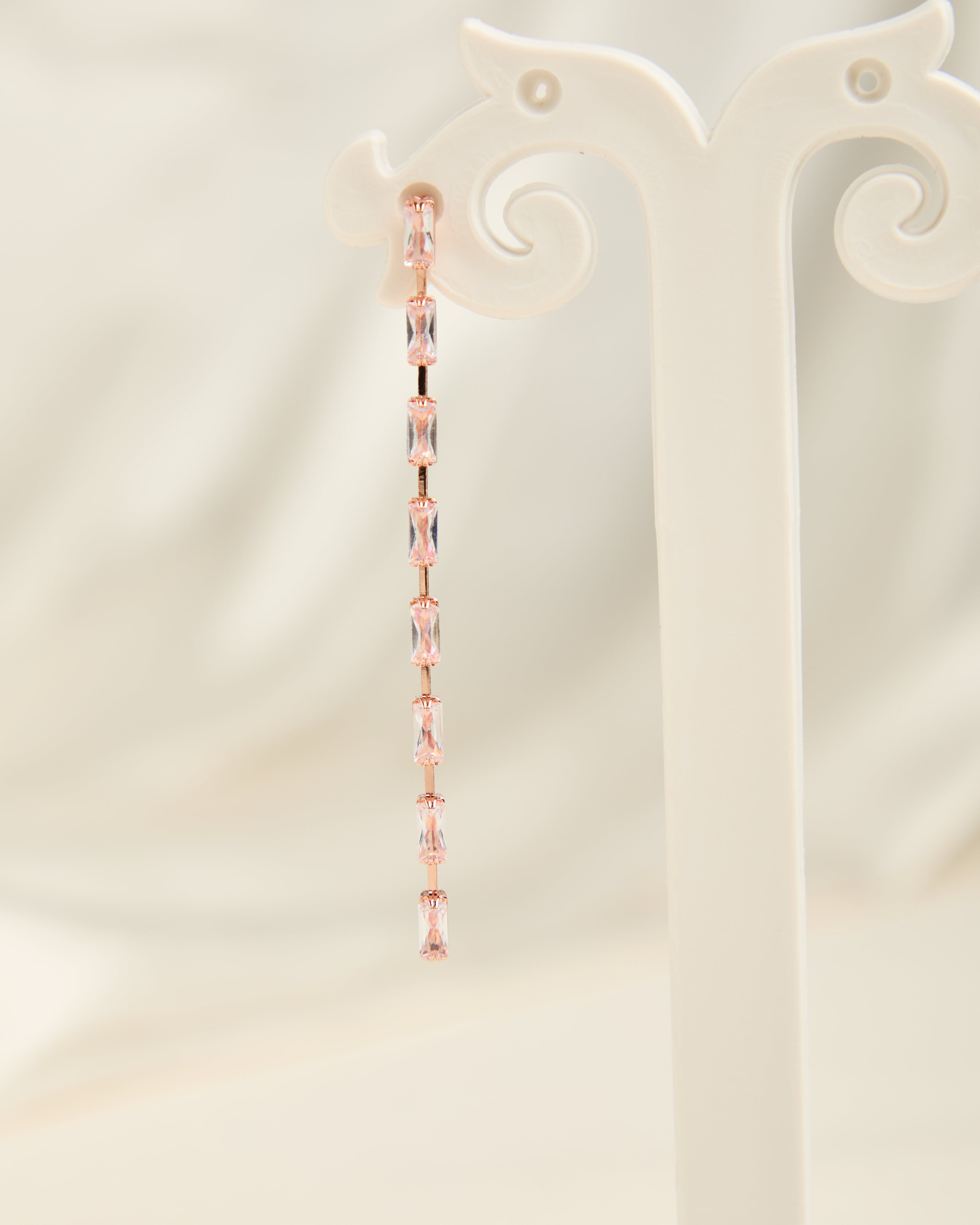 Gold Plated American Diamond Linear Drop Earrings for Women