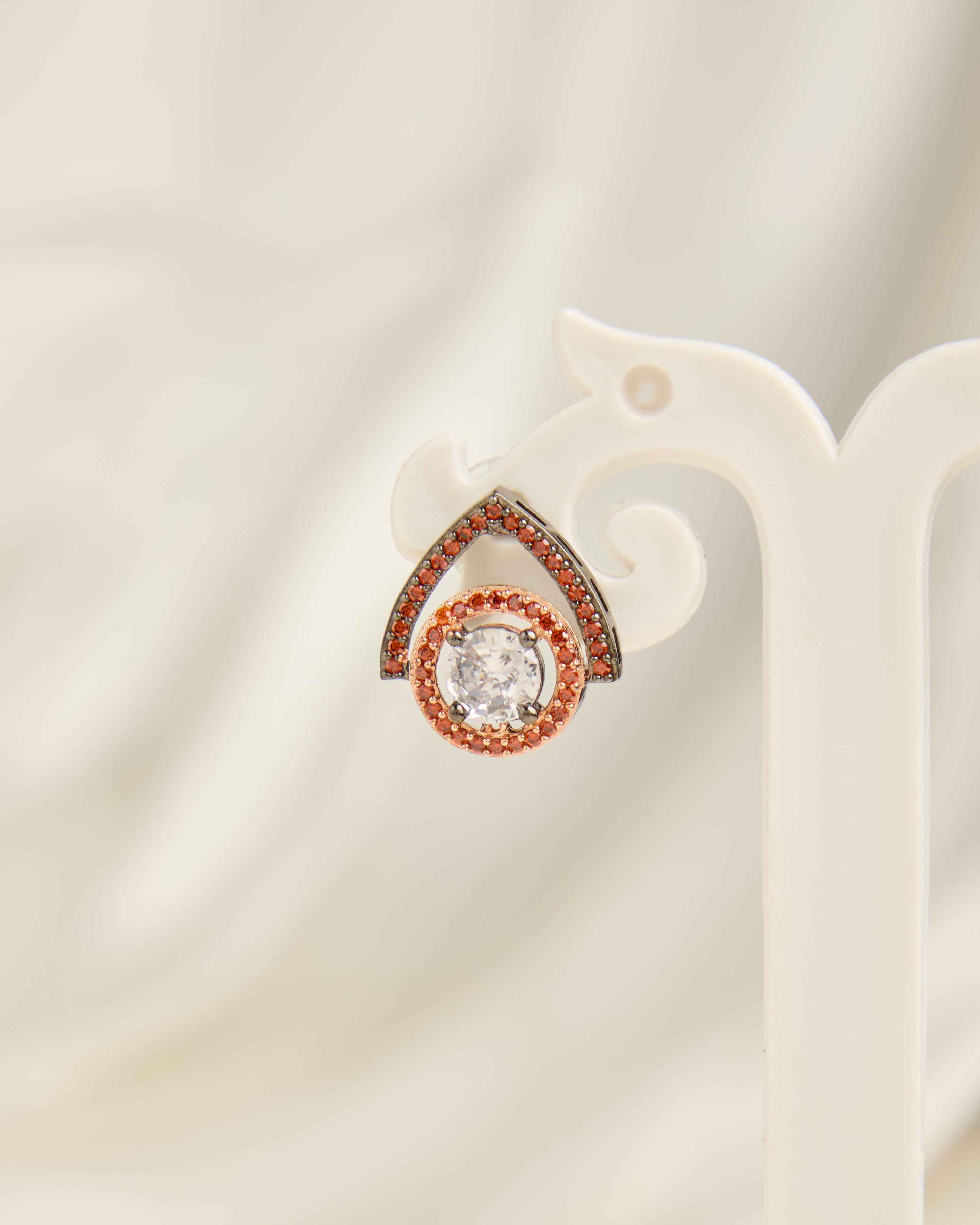 Gold Plated Red American Diamond Studded Circular Earrings for Women