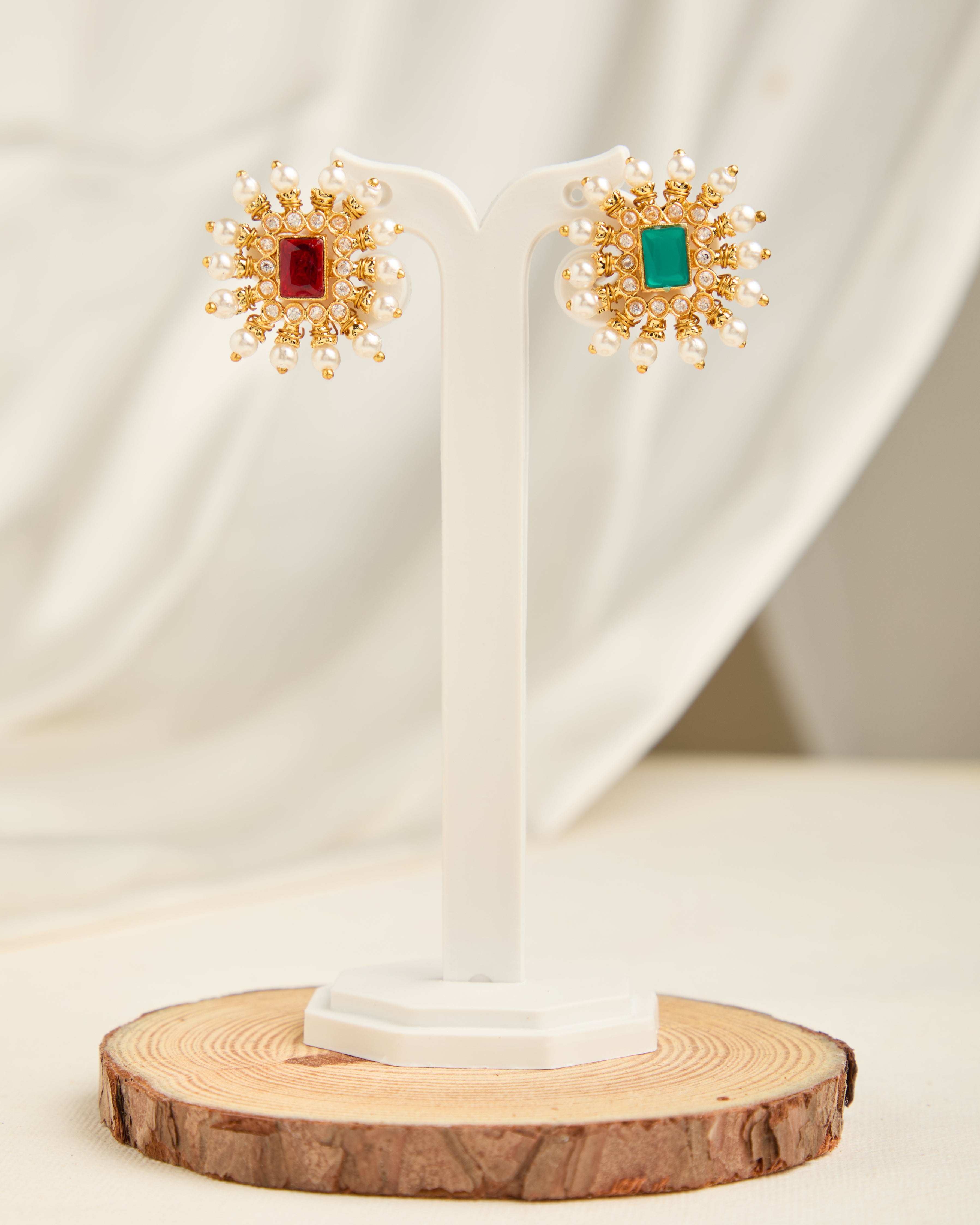 Gold Plated Traditional Moti Changeable Earrings for Women