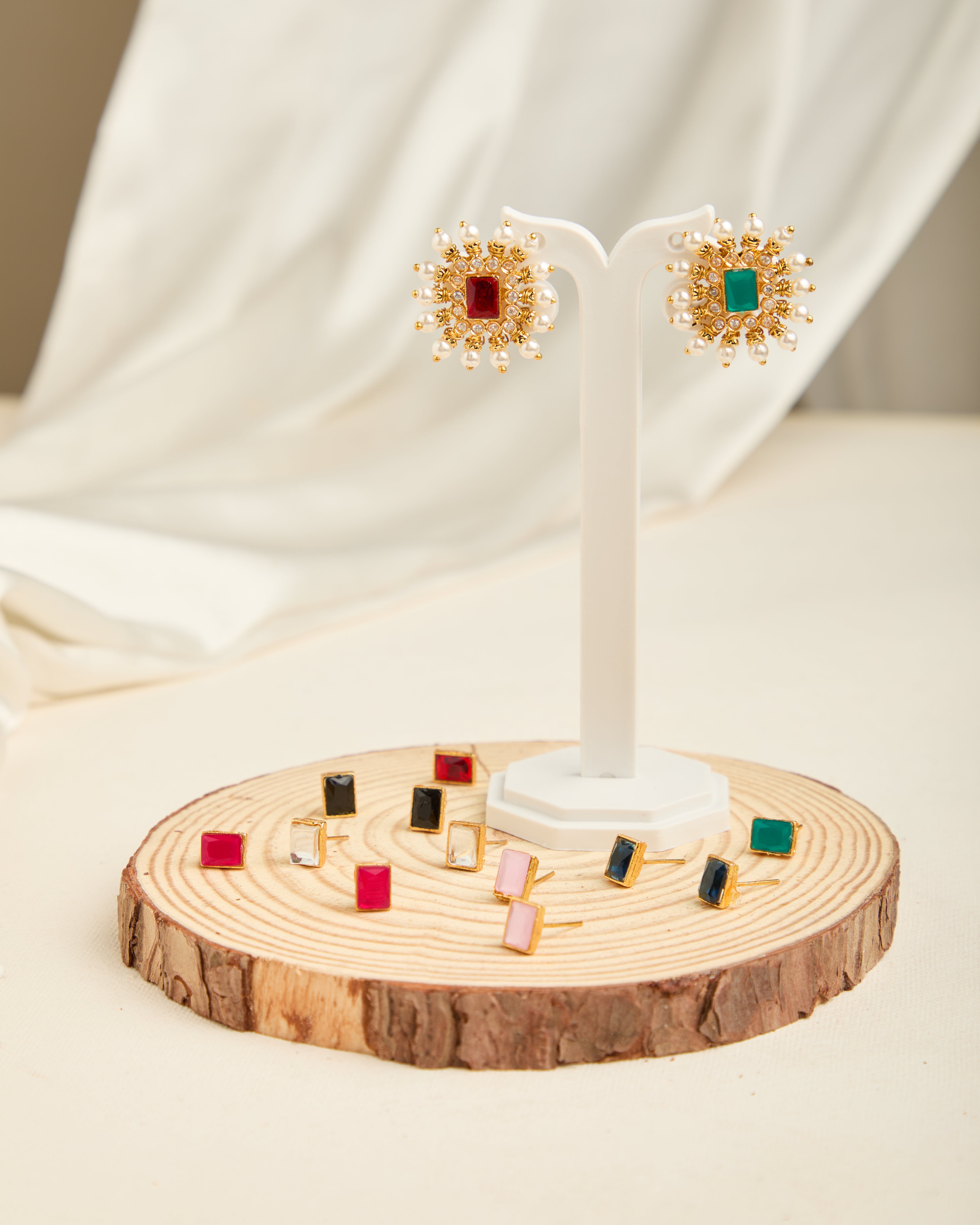 Gold Plated Traditional Moti Changeable Earrings for Women