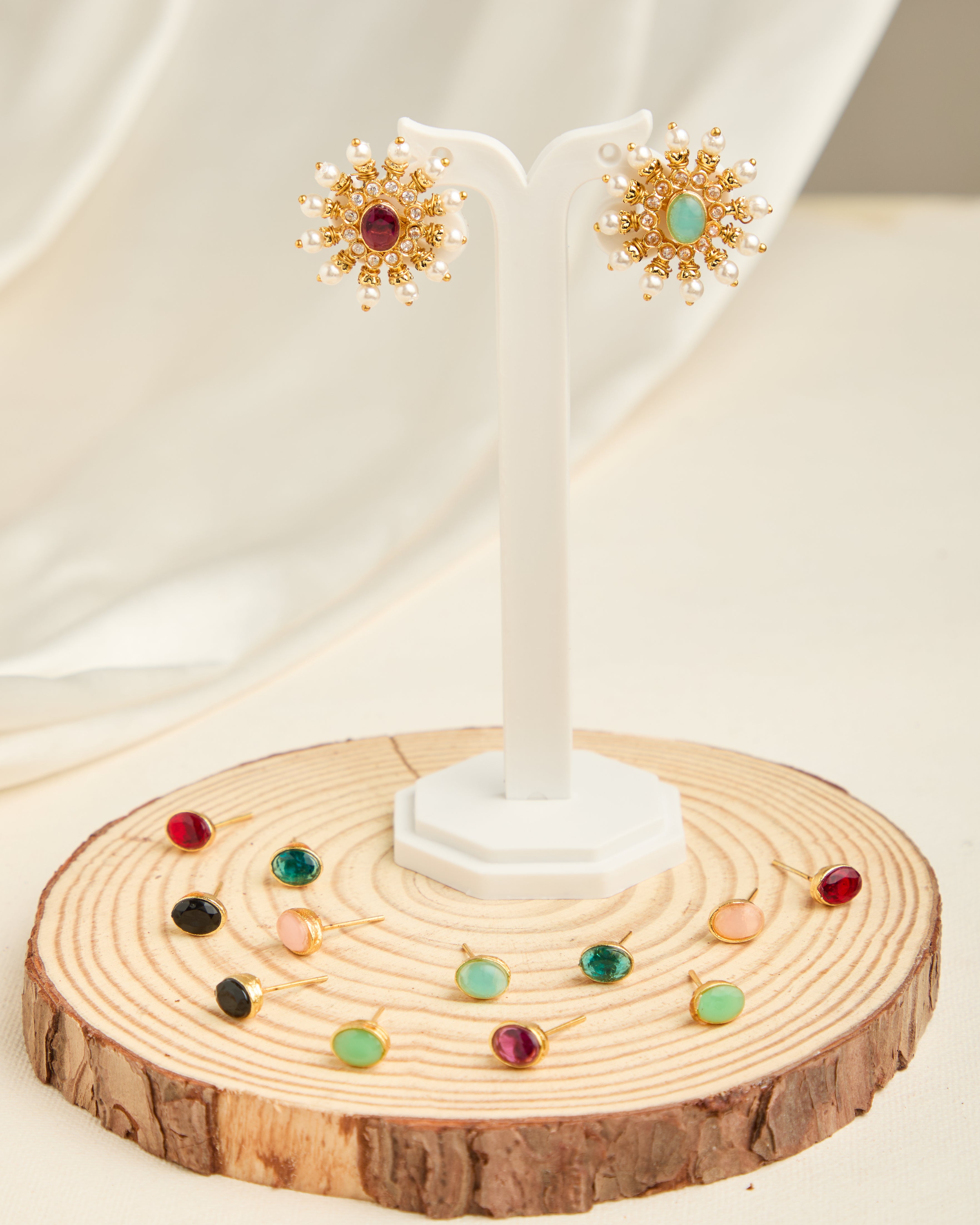 Gold Plated Traditional Moti Changeable Earrings for Women