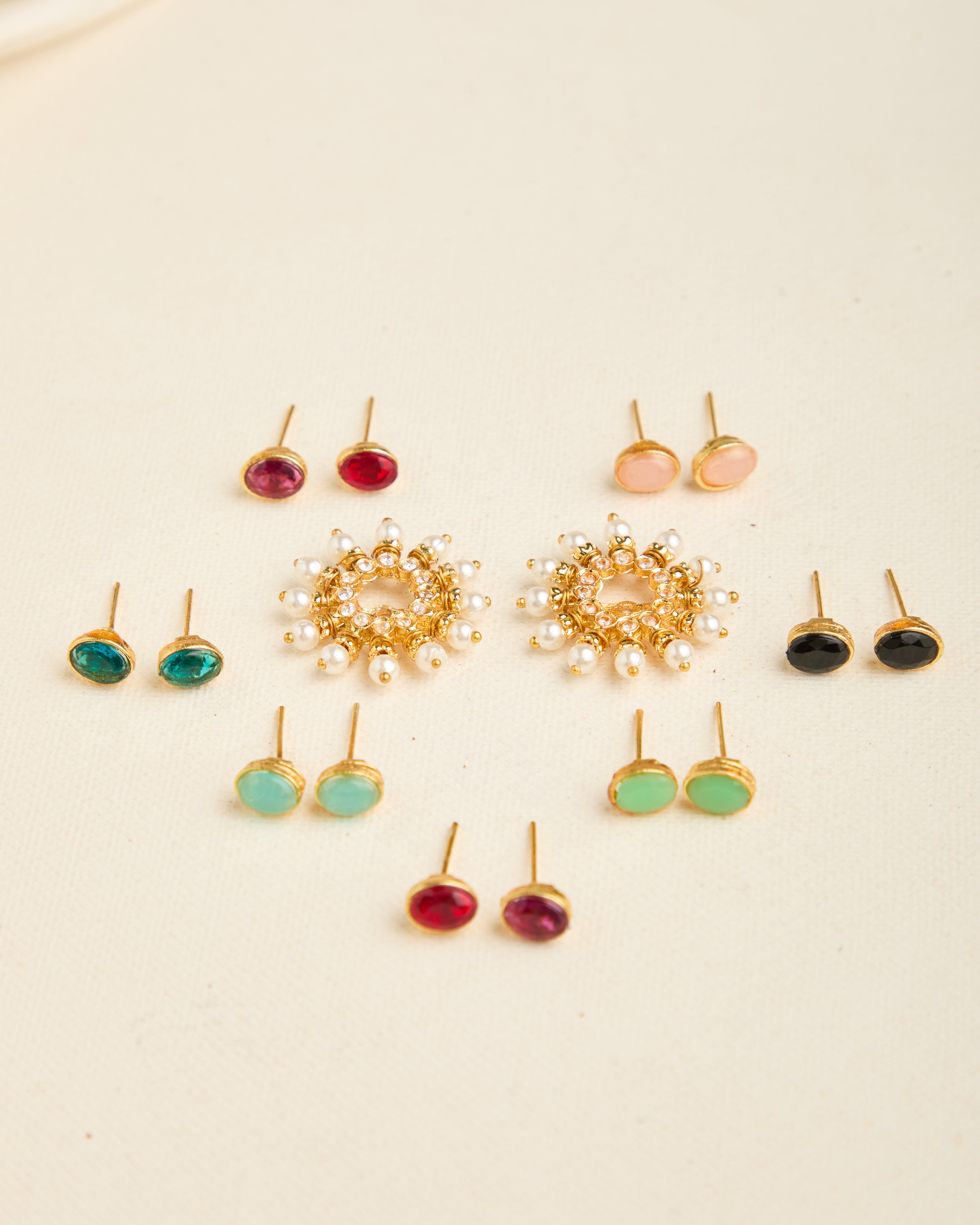 Gold Plated Traditional Moti Changeable Earrings for Women