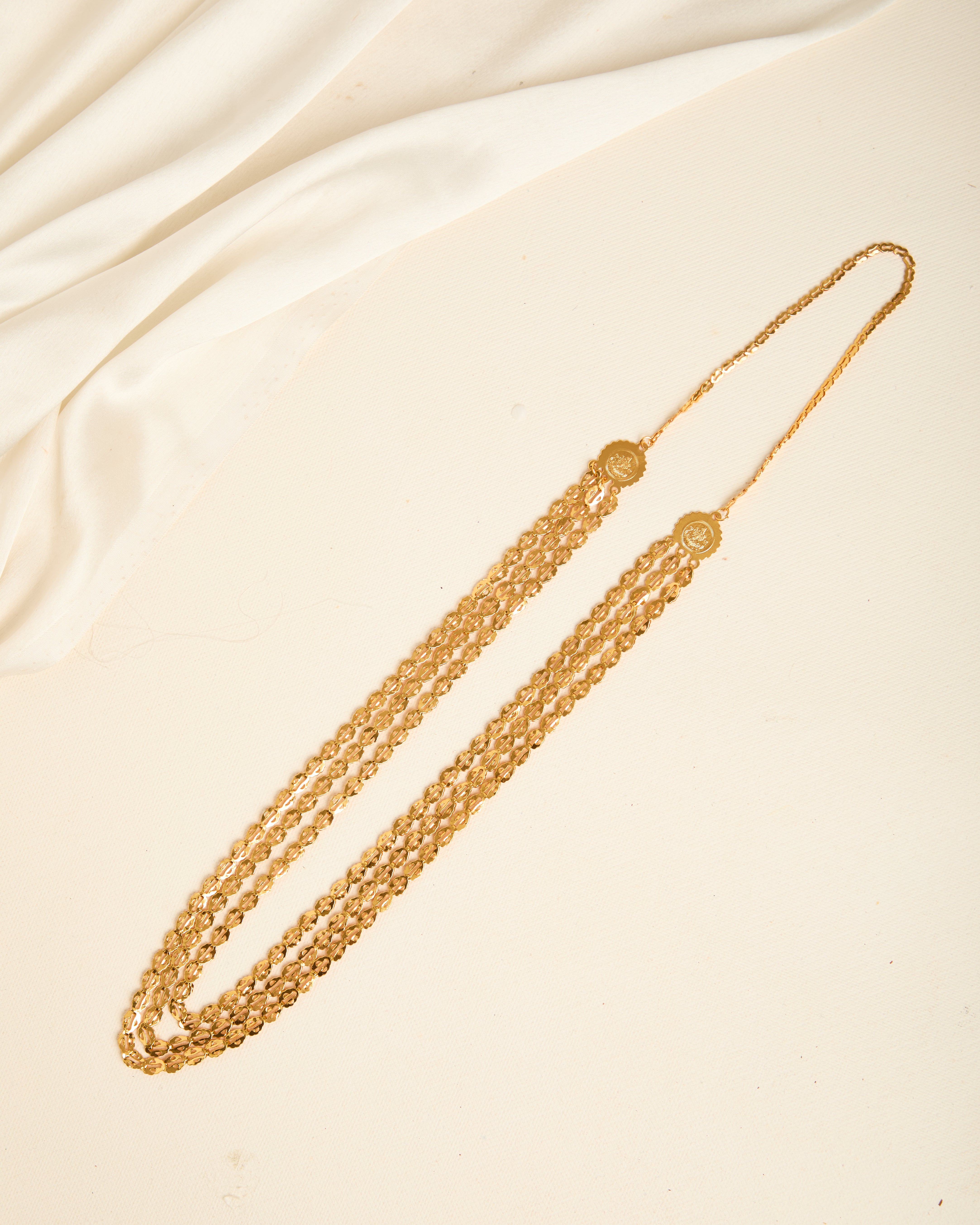 Gold Plated 3 Layer Traditional Poha Necklace for Women