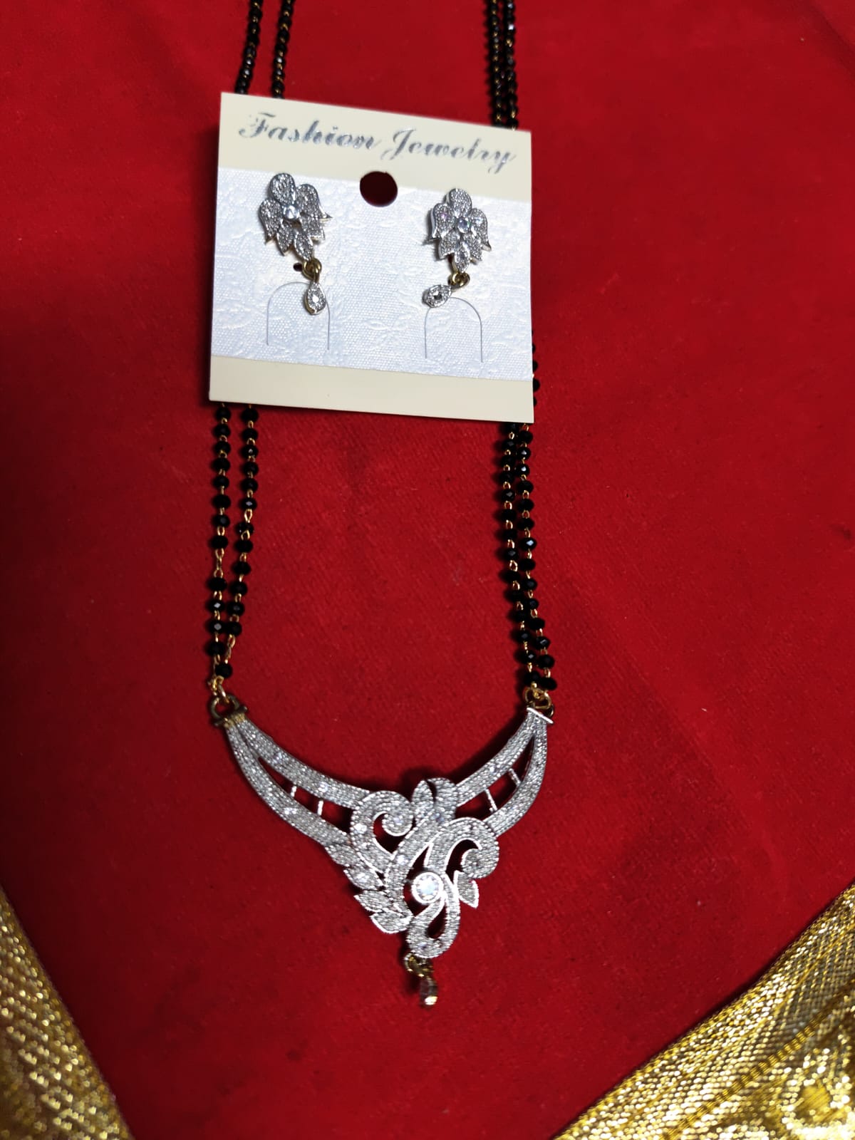 American Diamonds Mangalsutra Set with Disco Beads The One