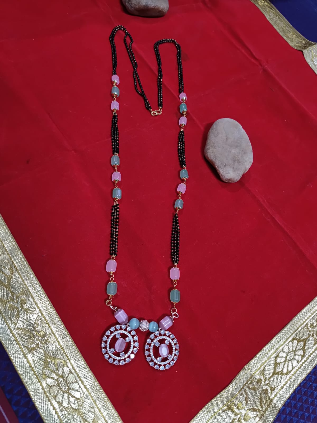 Ad stone Mangalsutra Gold Plated the One with description