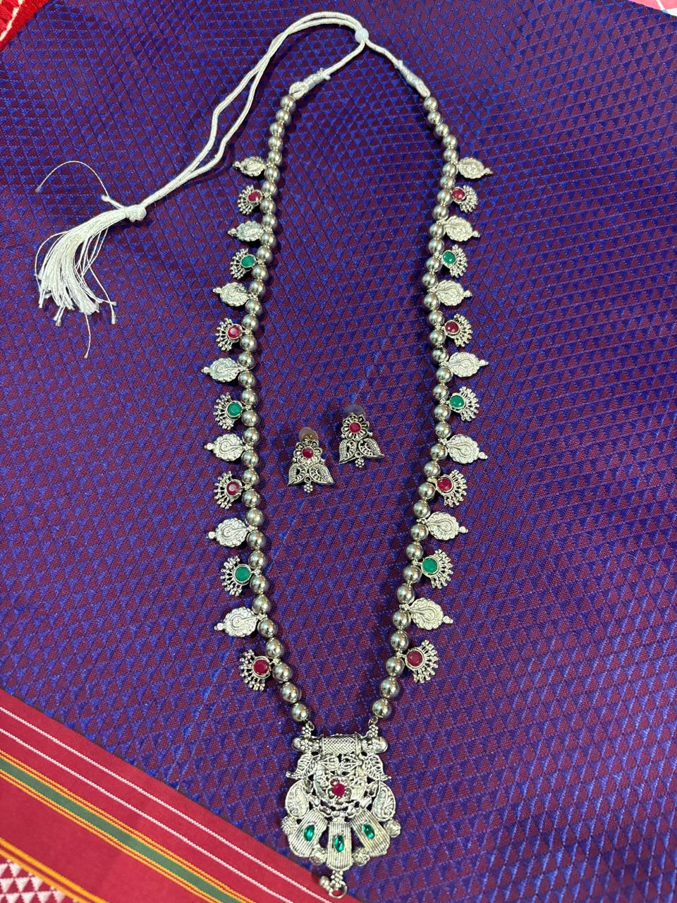 Silver Oxidised Kolhapuri Saaj Necklace