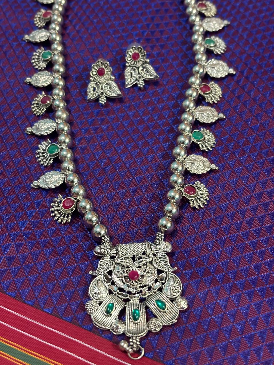 Silver Oxidised Kolhapuri Saaj Necklace