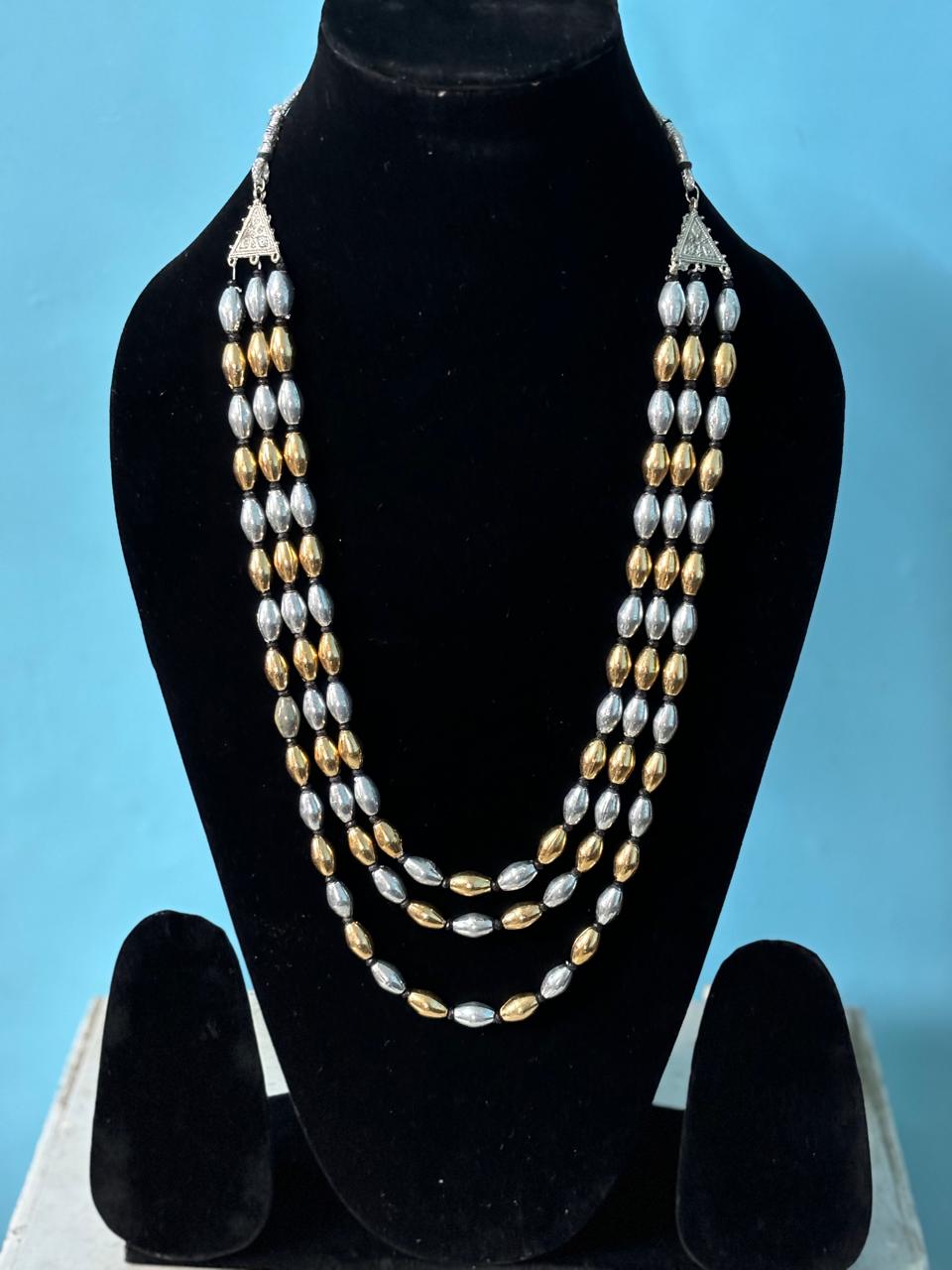 Ethnic Bollywood Beaded Triple Thread Necklace