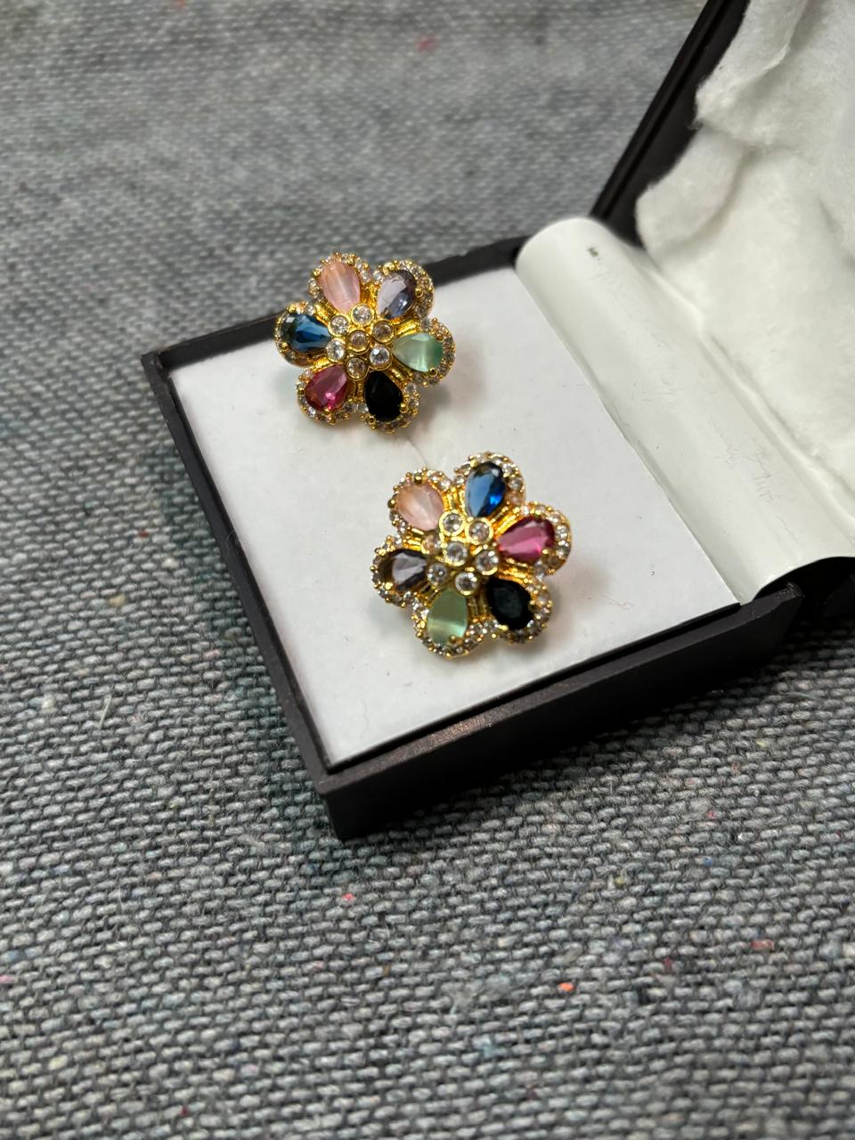 American Diamond Star Earrings with Pearl