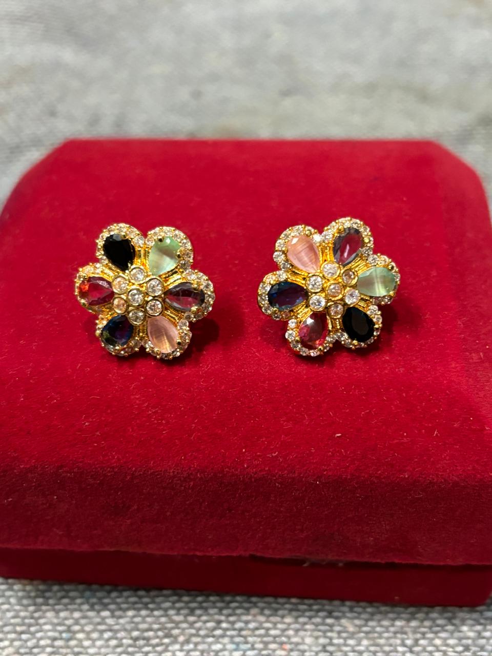 American Diamond Star Earrings with Pearl