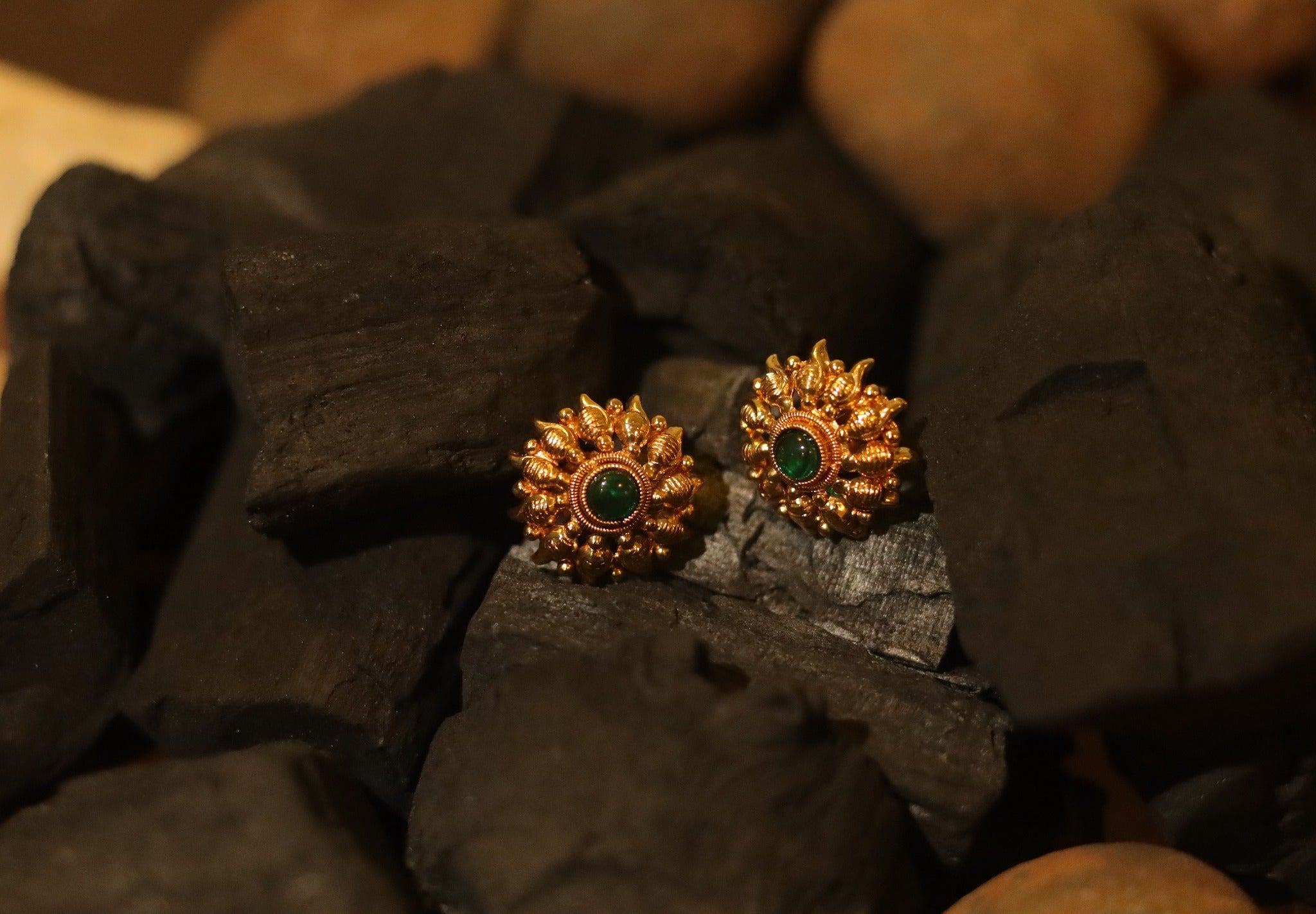 Floral Design Gold Plated Earrings