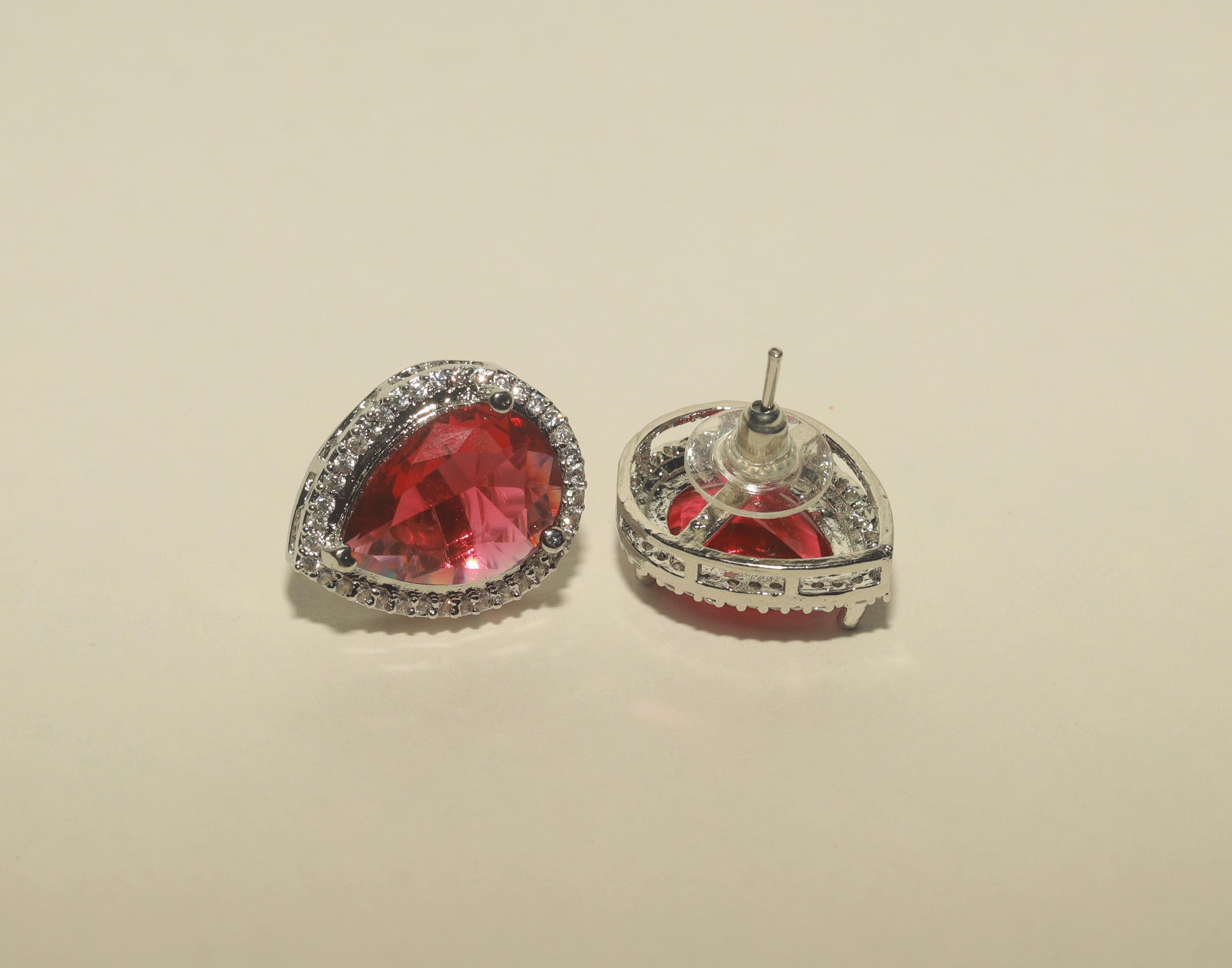 Silver Polish Stone Studded Earrings For Women