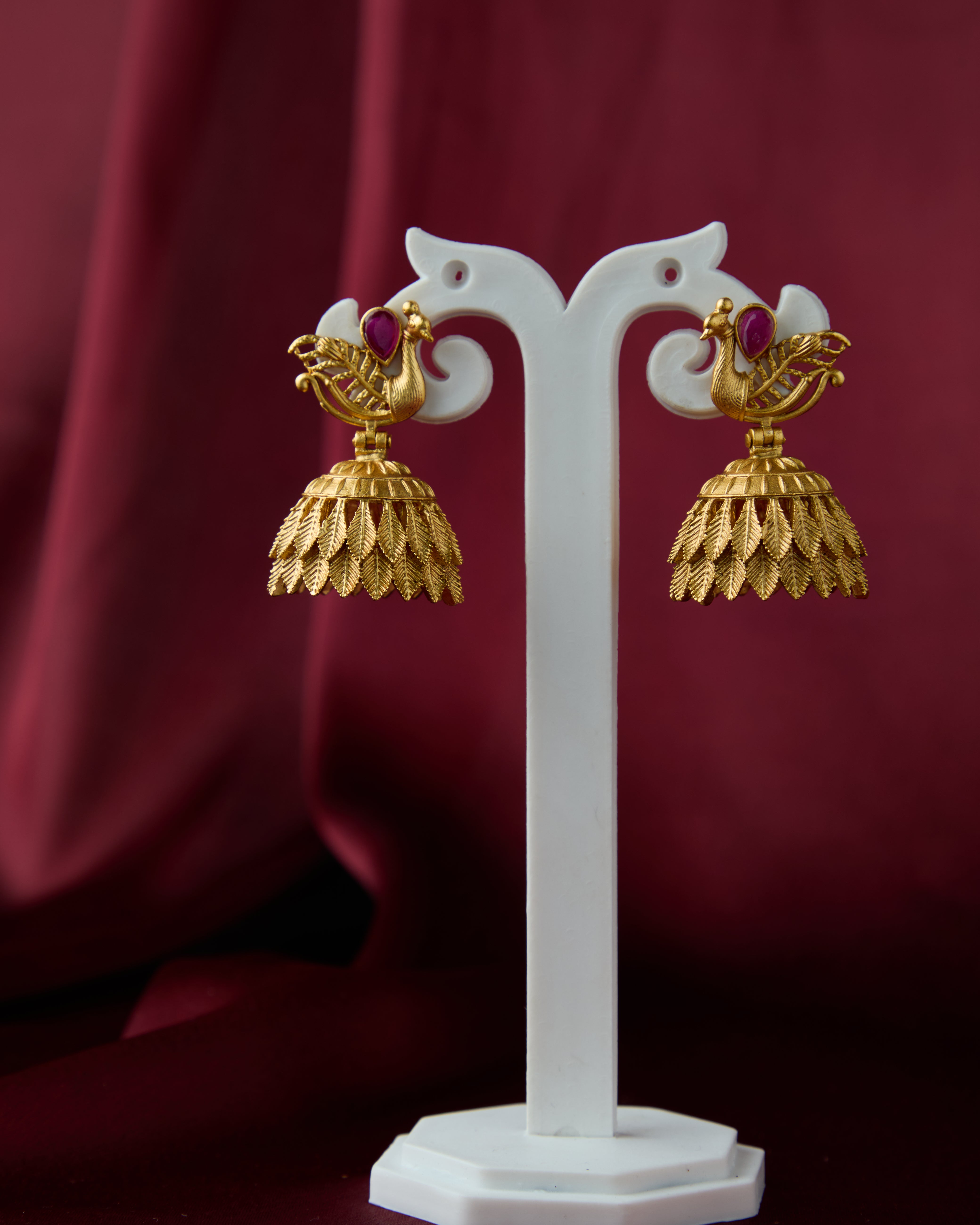 Gold Plated Stone Studded Peacock Necklace Set for Women
