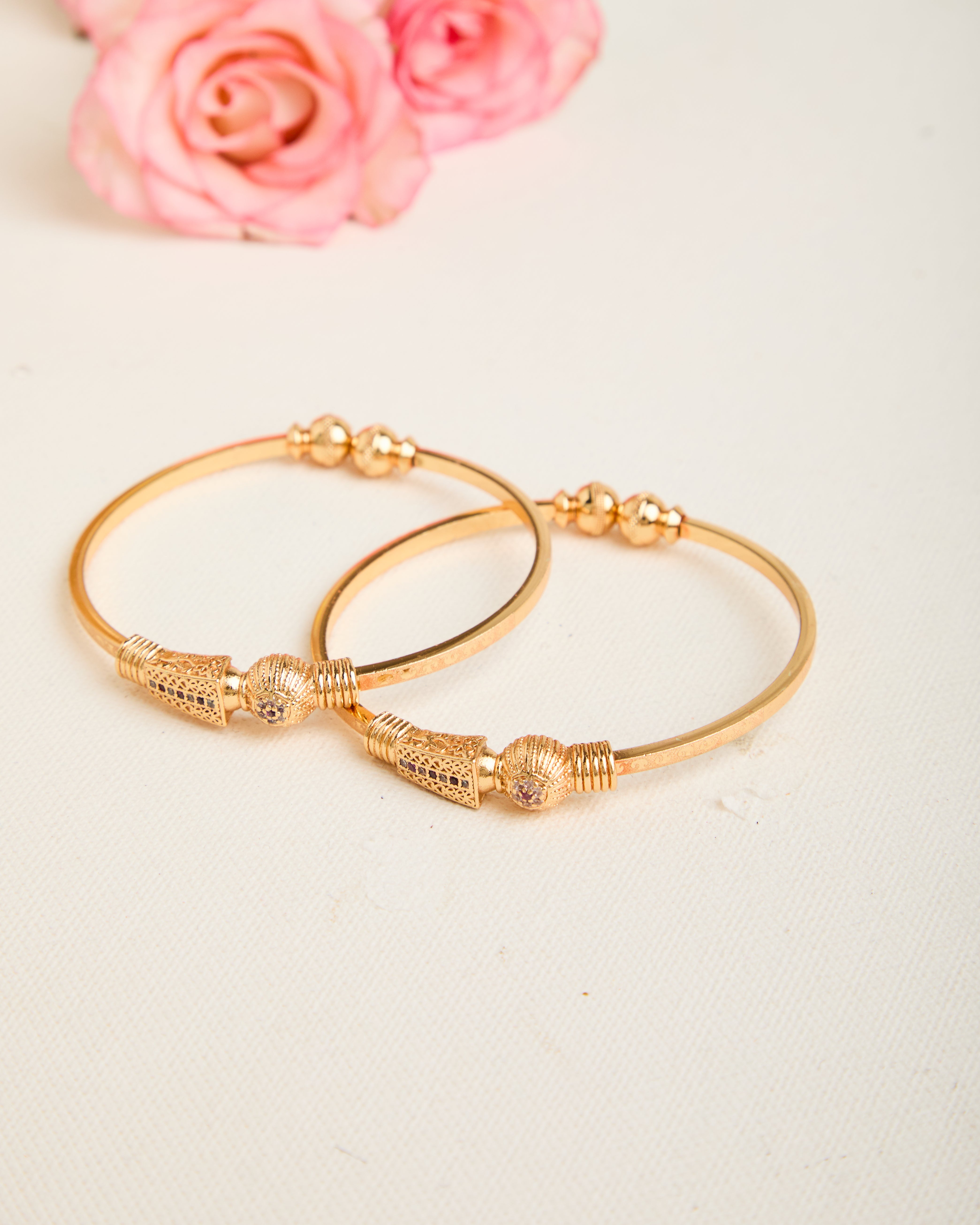 Gold Plated Stone Studded Adjustable Bangles for Women
