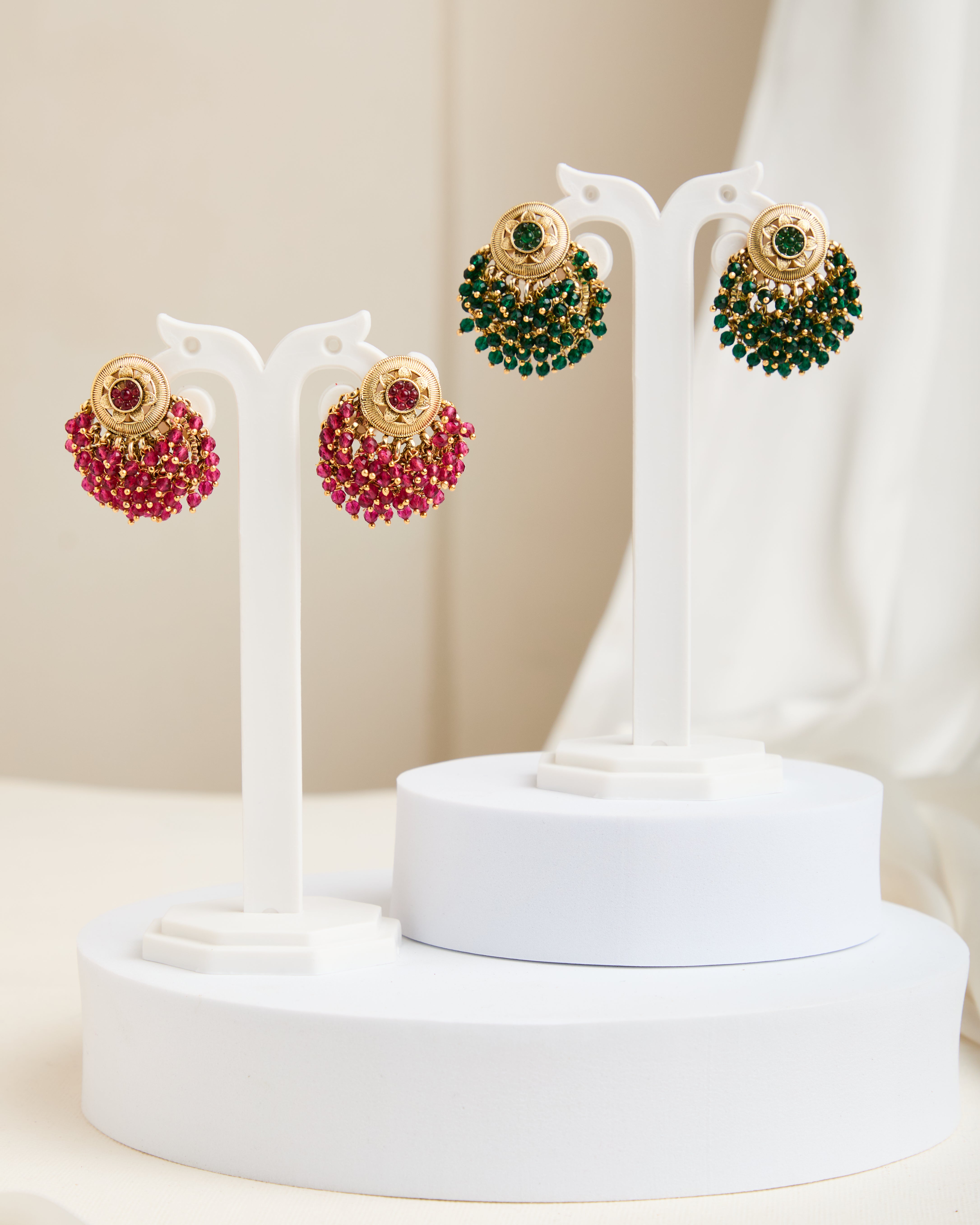 Gold Plated Rhinestone Studded Earrings for Women