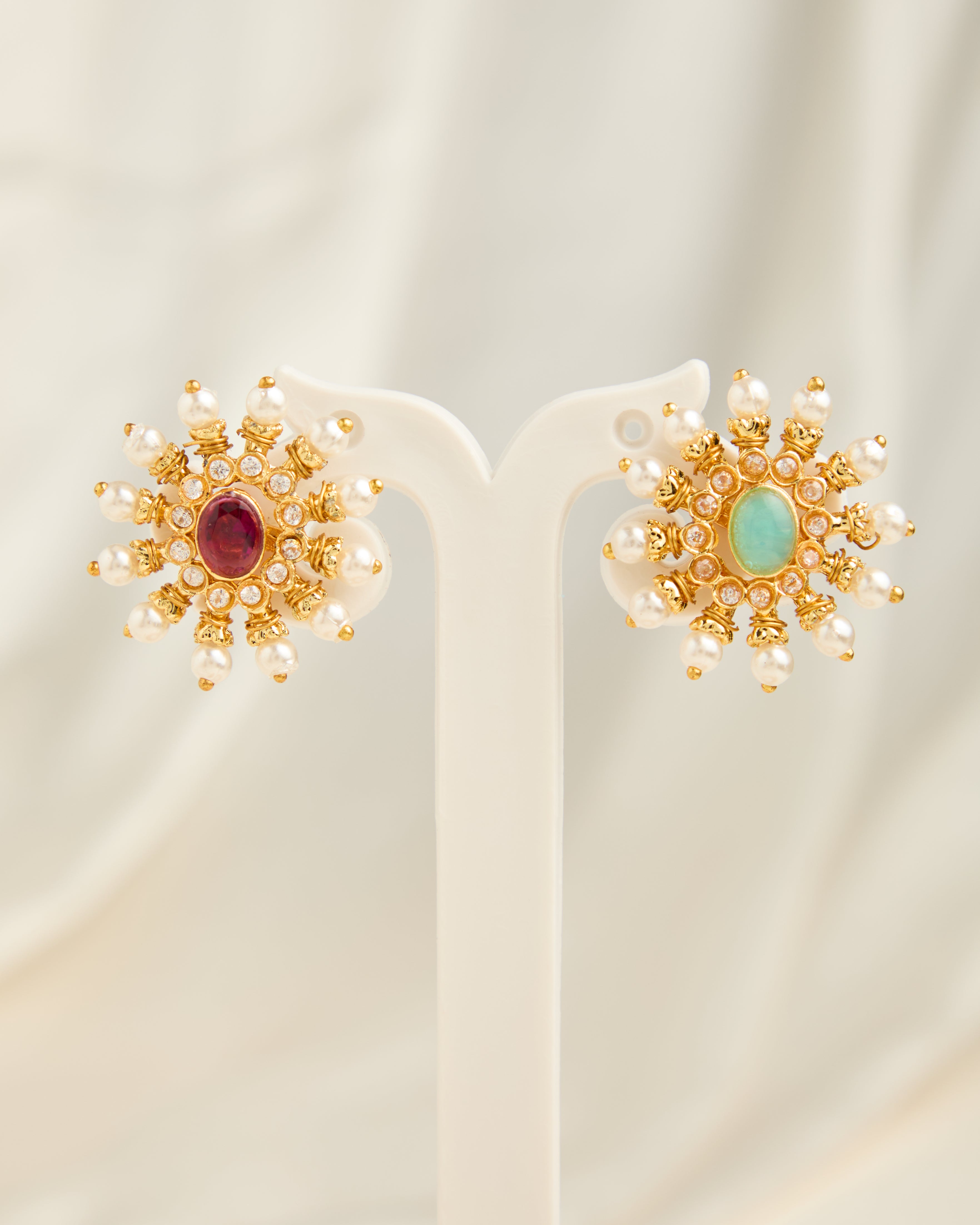 Gold Plated Traditional Moti Changeable Earrings for Women